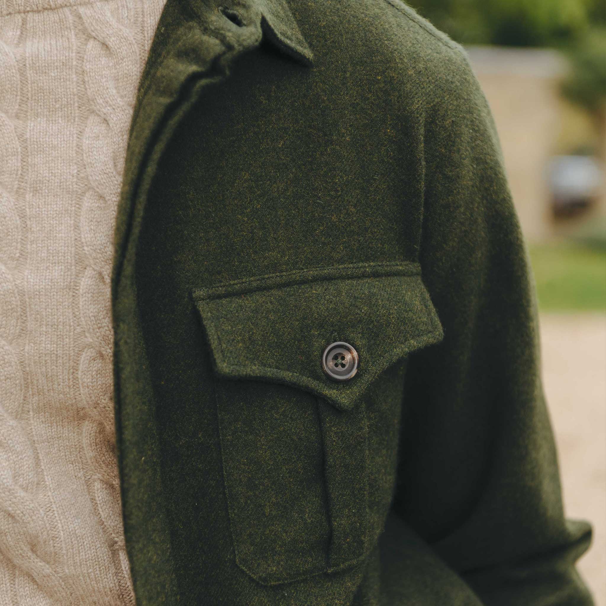English Wool Flannel Safari Jacket in Loden Green - Image 6