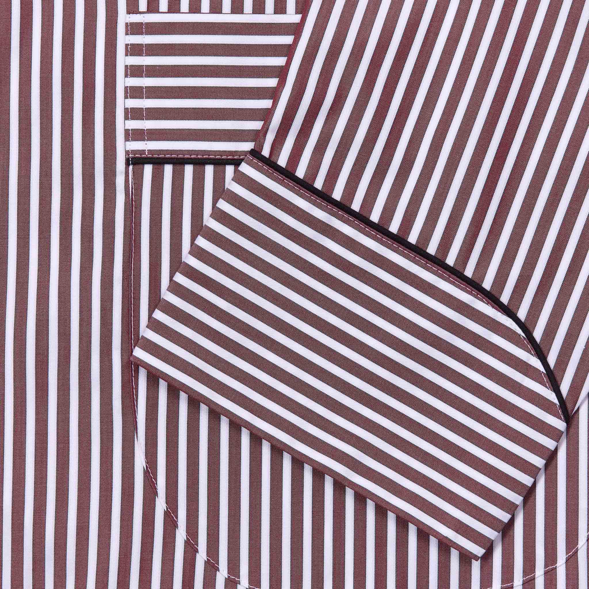 Exclusive Budd Stripe Dressing Gown in Burgundy - Image 3