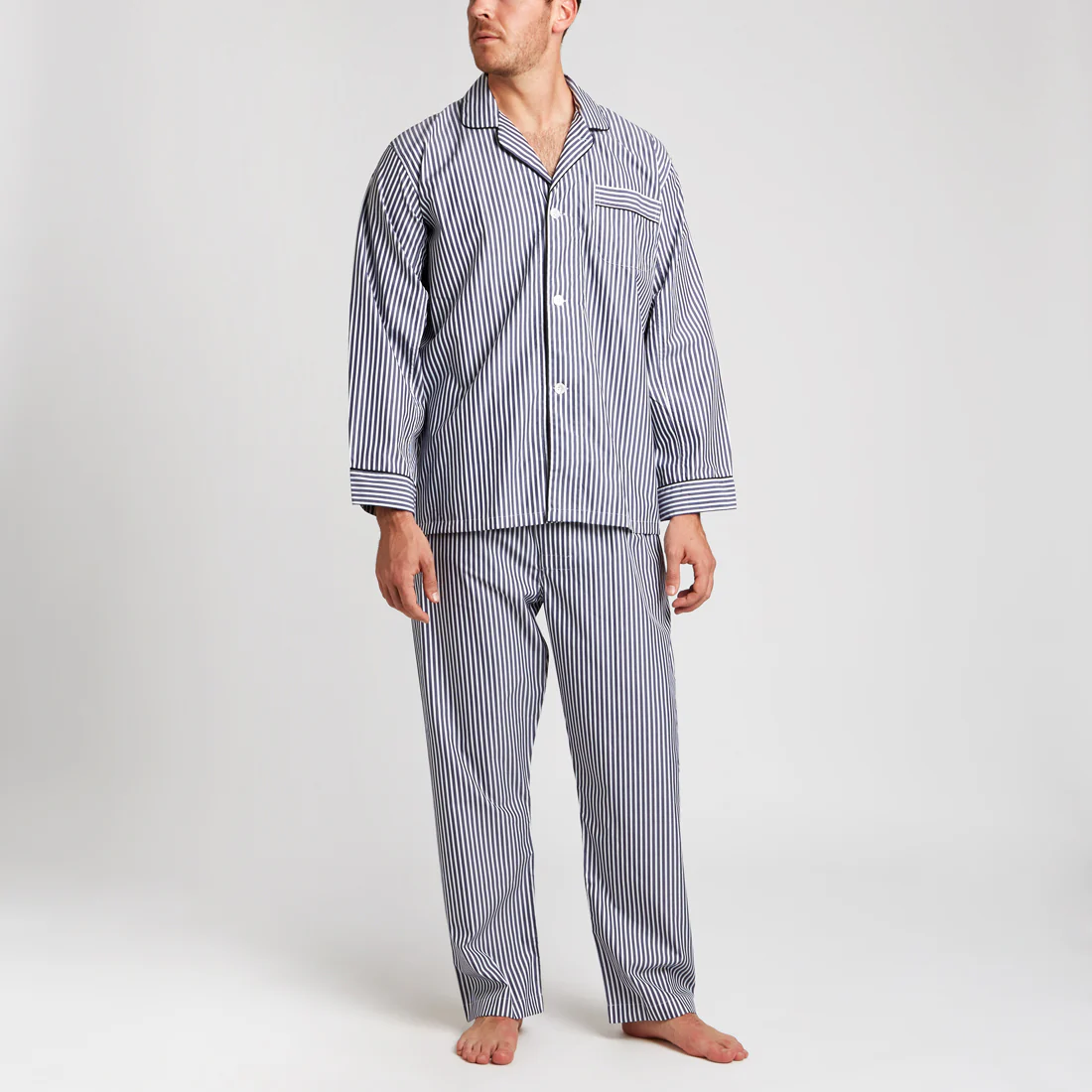 Exclusive Budd Stripe Pyjamas in Navy - Image 5