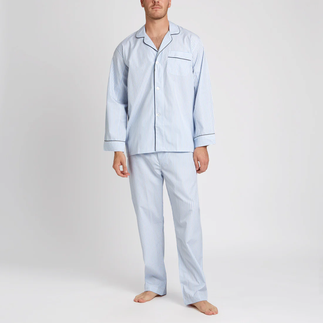 Exclusive Budd Stripe Pyjamas in Sky Blue - Image 5