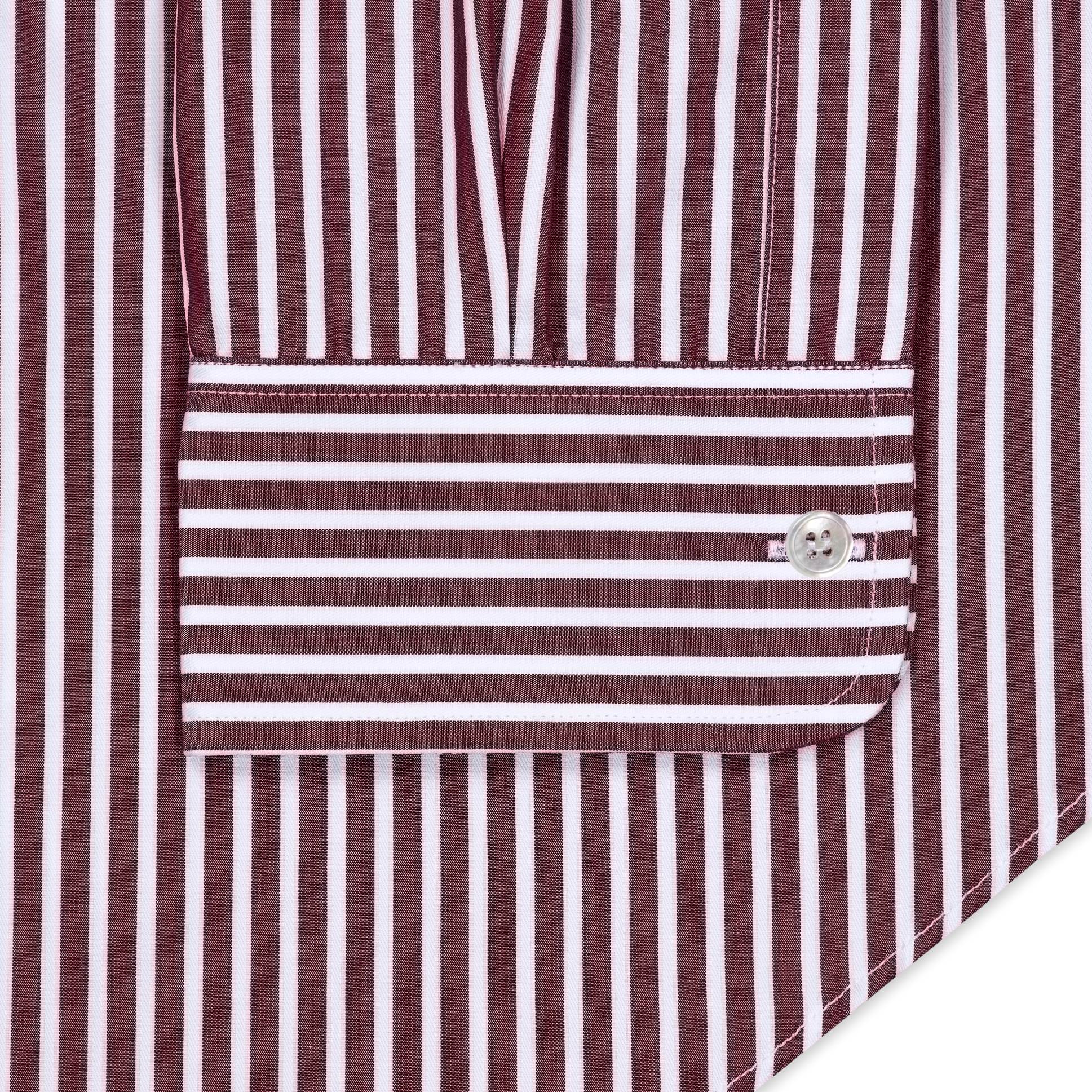 Exclusive Budd Stripe Tailored Fit Shirt in Burgundy - Image 4