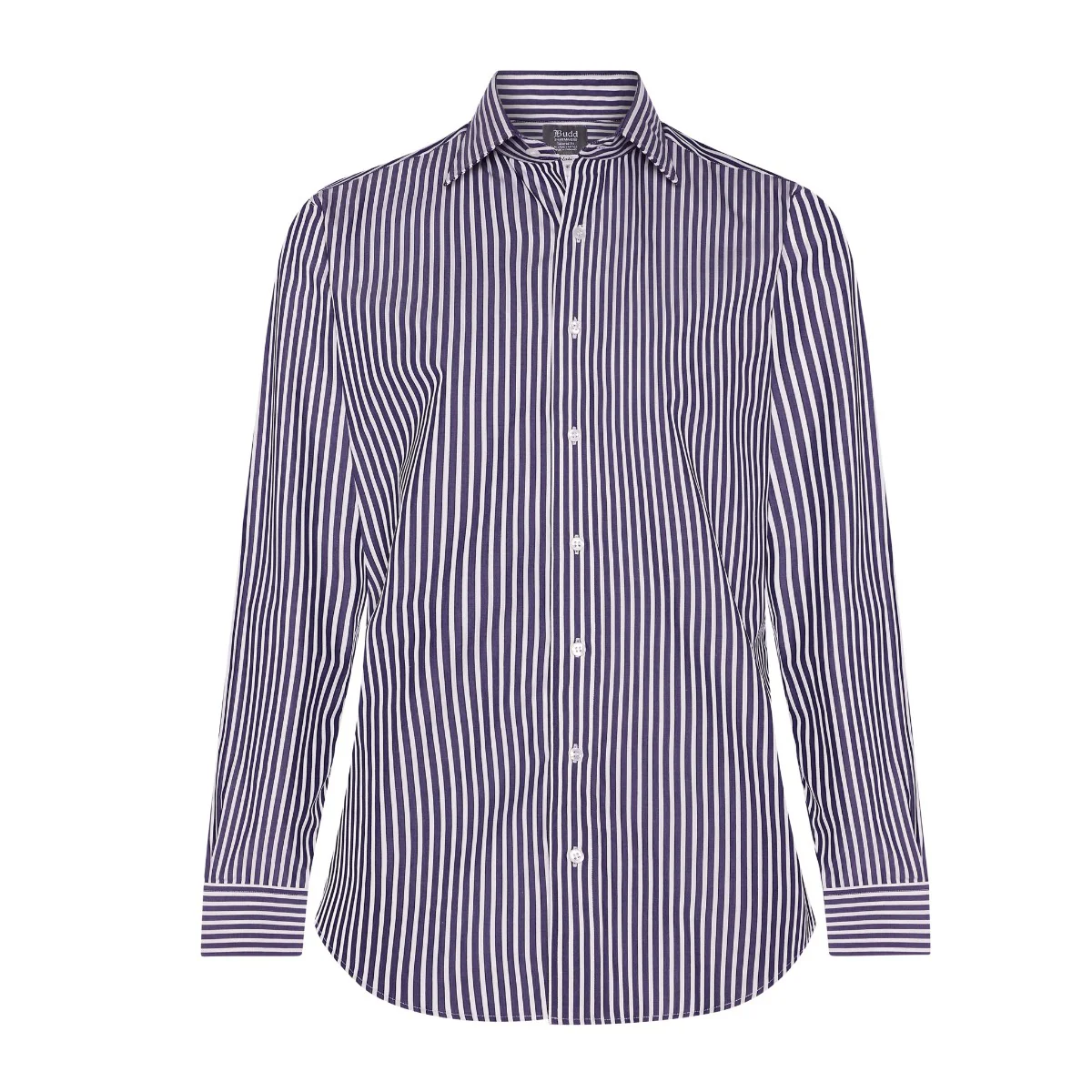 Exclusive Budd Stripe Tailored Fit Shirt in Navy - Image 2