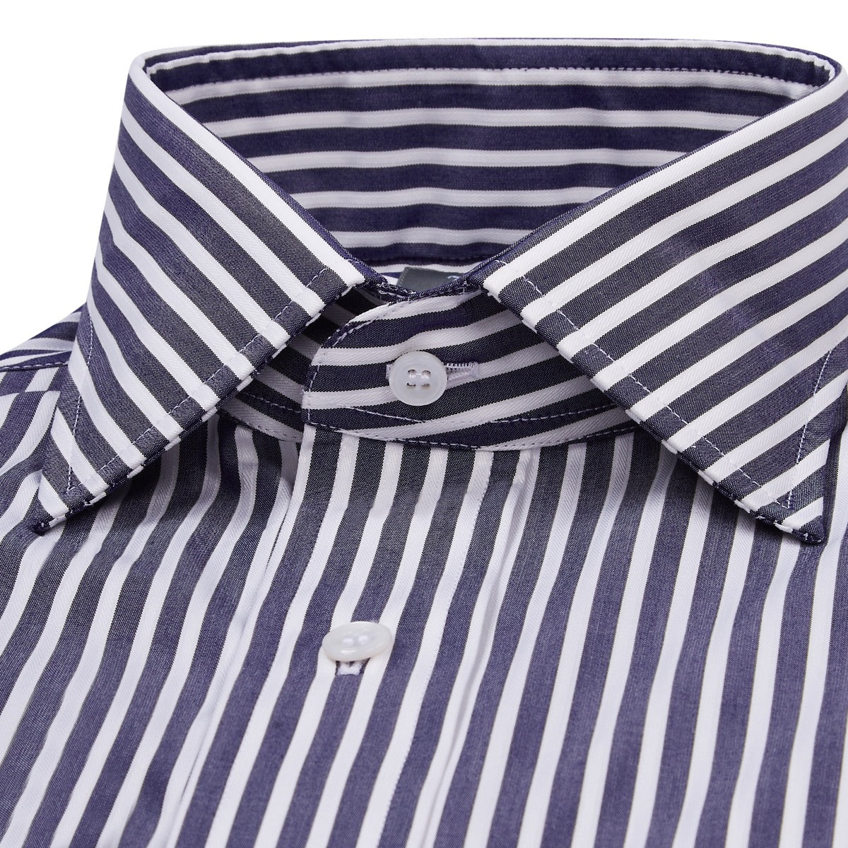 Exclusive Budd Stripe Tailored Fit Shirt in Navy - Image 4