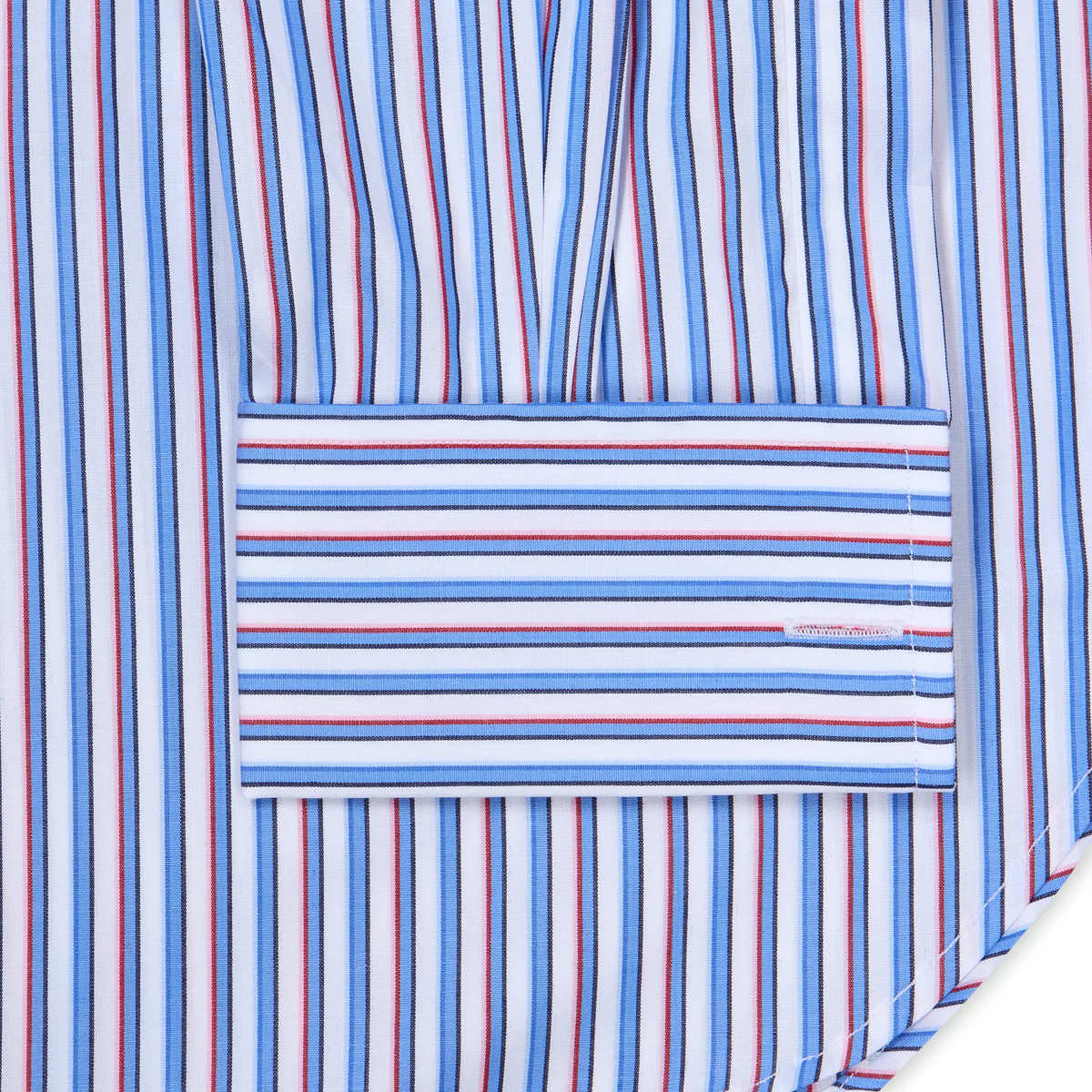 Fancy Stripe Poplin Classic Fit Double Cuff Shirt in Blue and Red - Image 3
