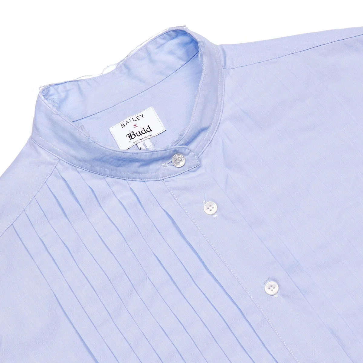 Frank End on End Pleated Shirt in Sky Blue - Image 3