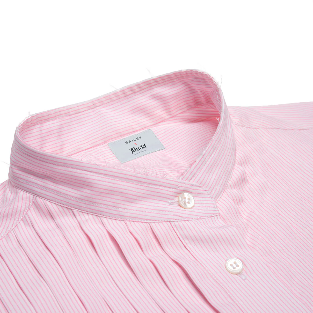 Frank Striped Cotton Pleated Shirt in Pink - Image 3