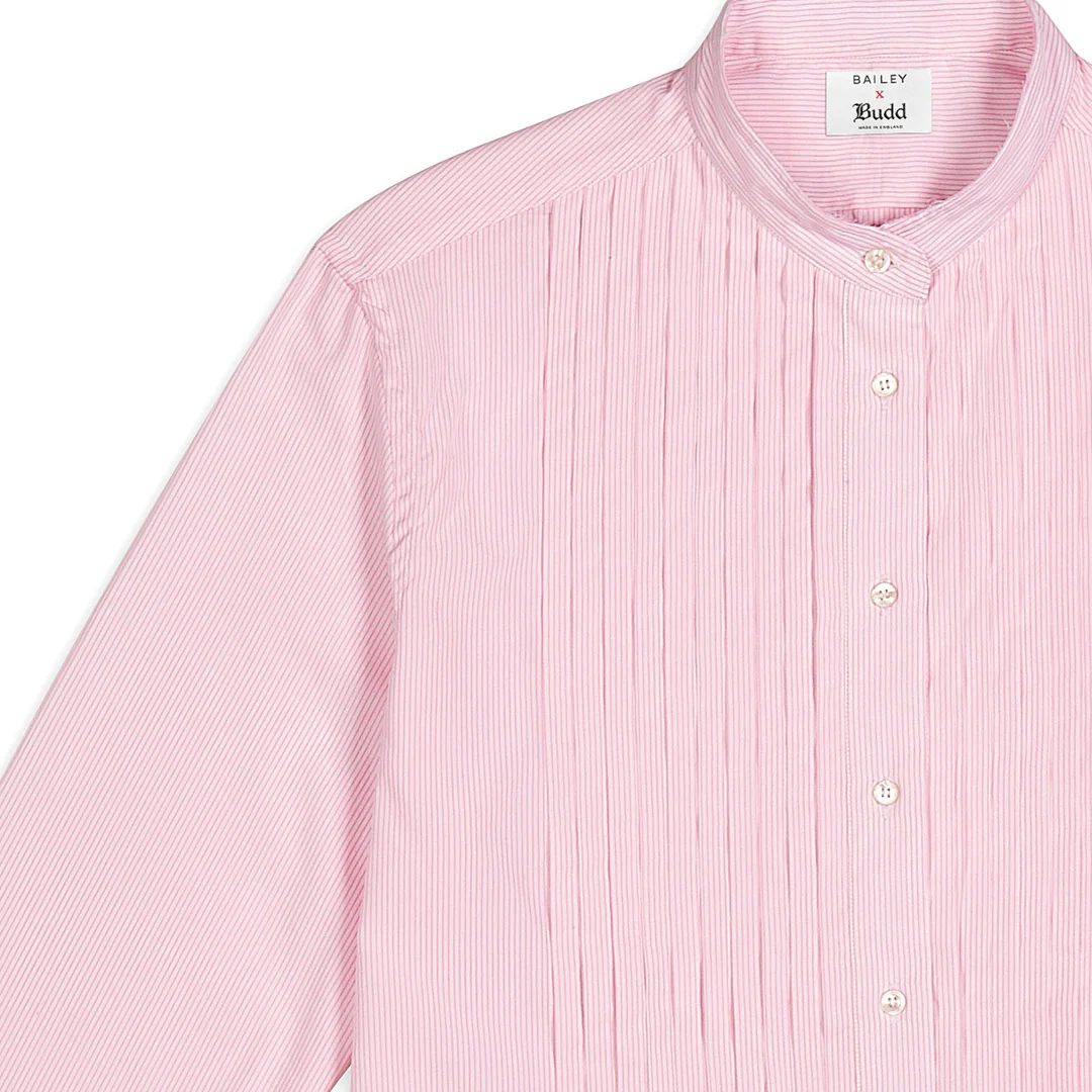Frank Striped Cotton Pleated Shirt in Pink - Image 5