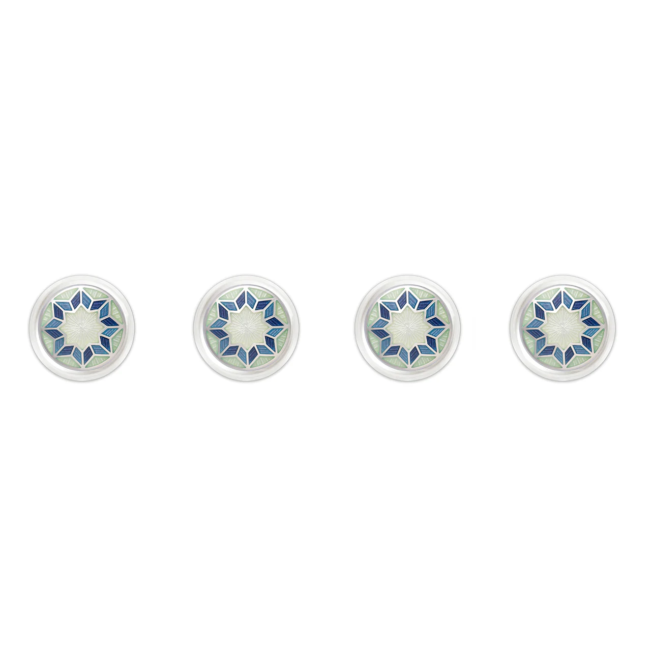 Funky Star Sterling Silver Cloisonné Shirt Studs in White