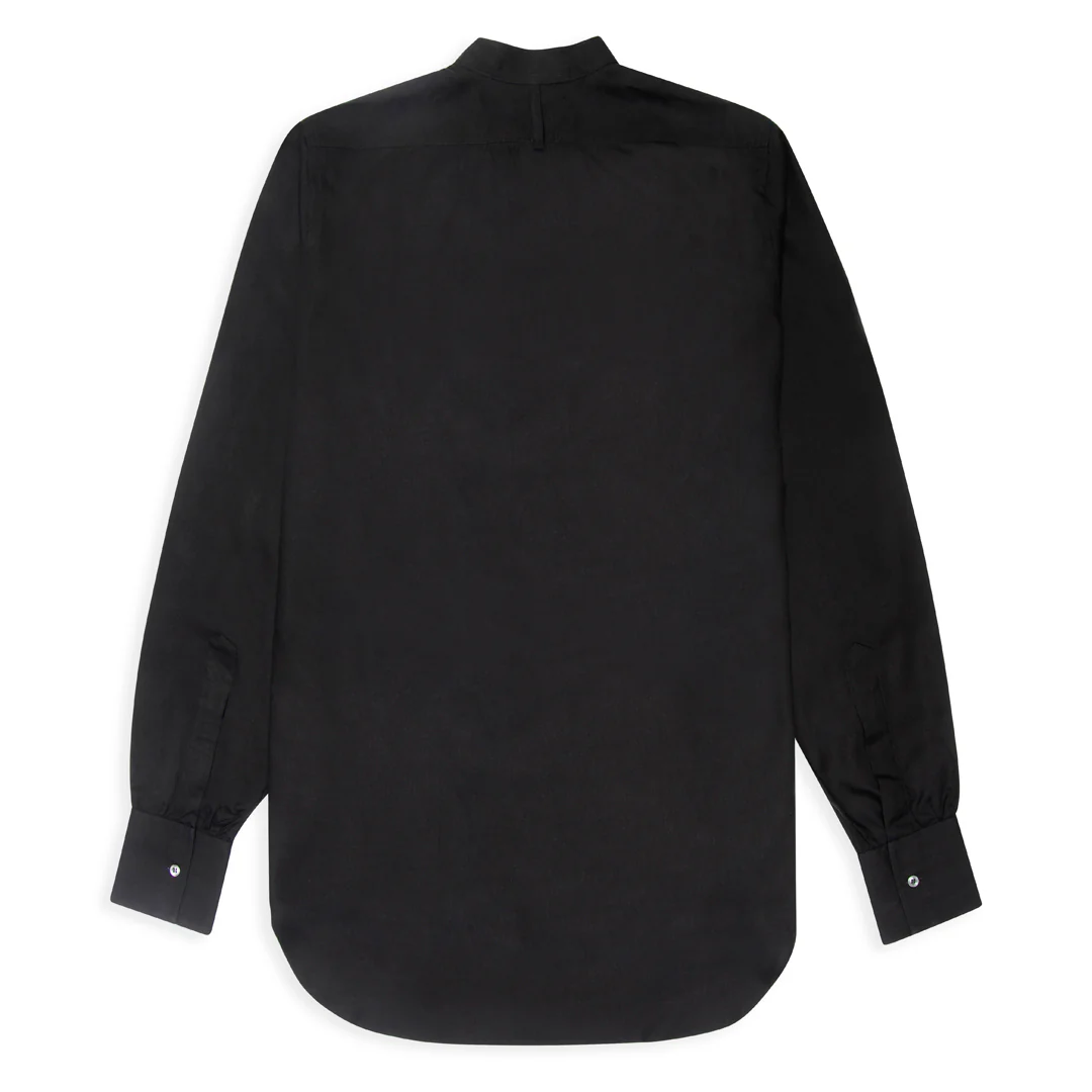 George Plain Silk Neck Band Dress Shirt in Black - Image 3