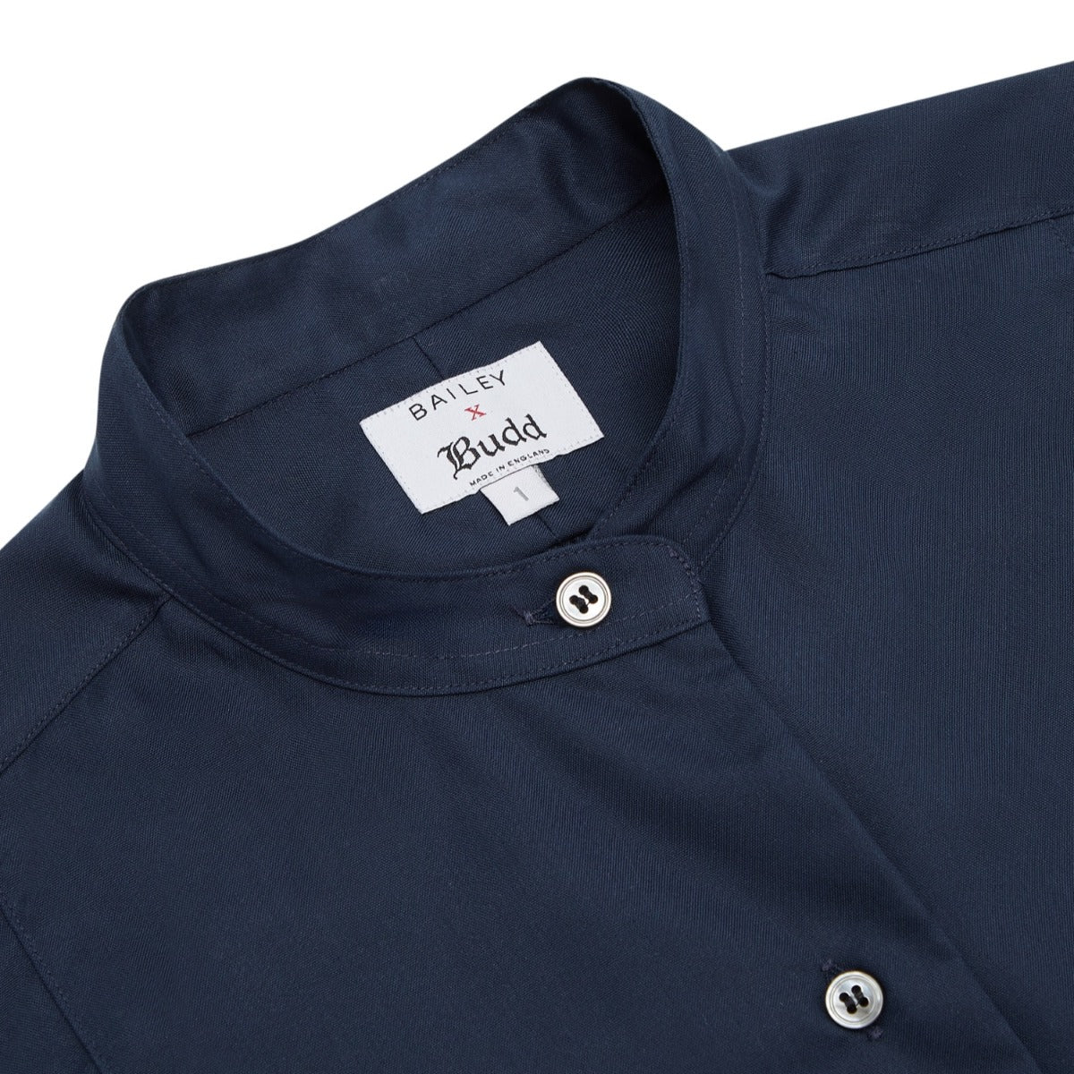 George Plain Silk Neck Band Dress Shirt in Navy - Image 4