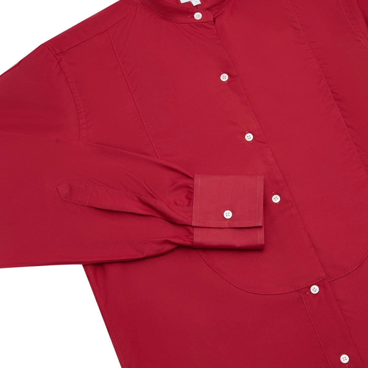 George Plain Silk Neck Band Dress Shirt in Red - Image 3