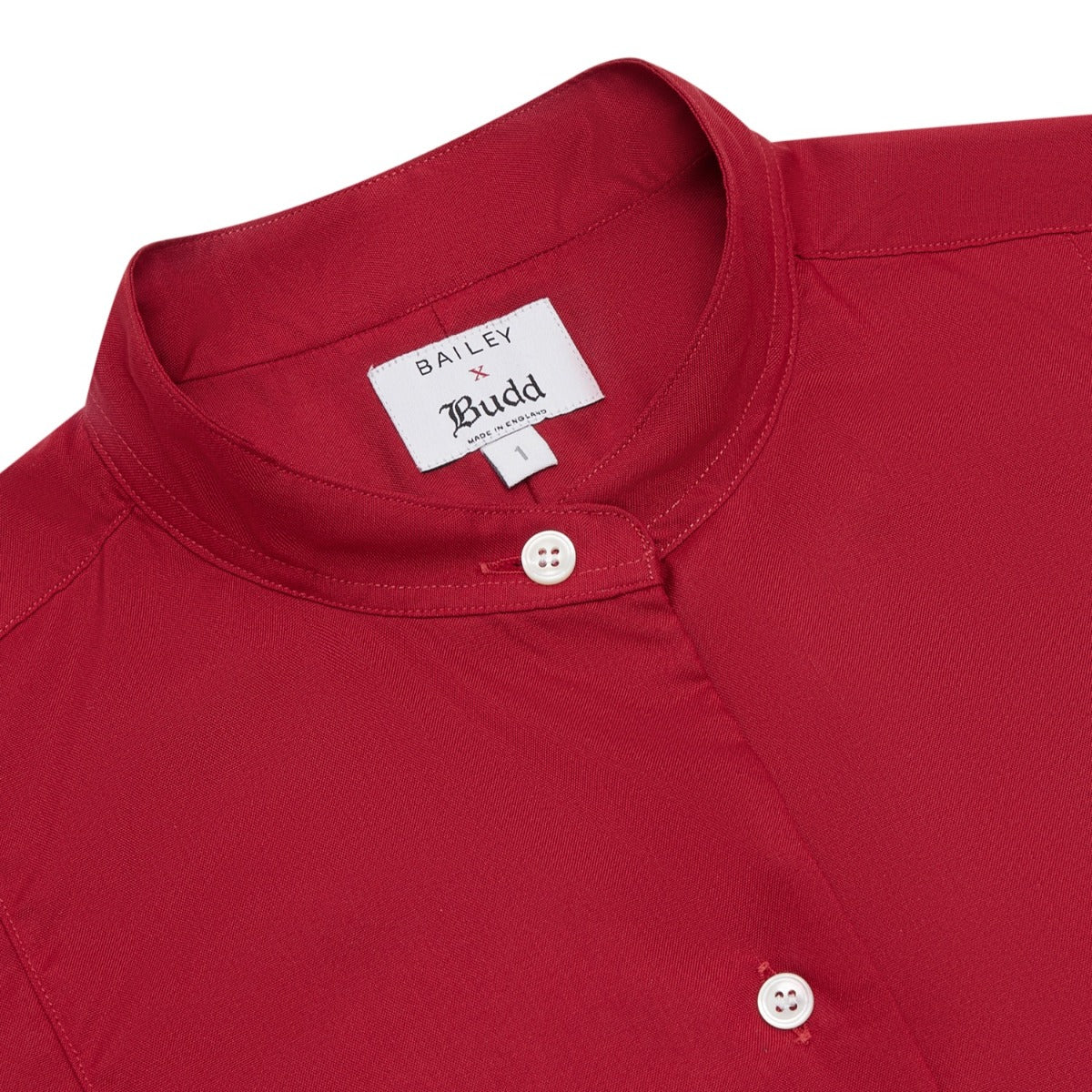 George Plain Silk Neck Band Dress Shirt in Red - Image 4