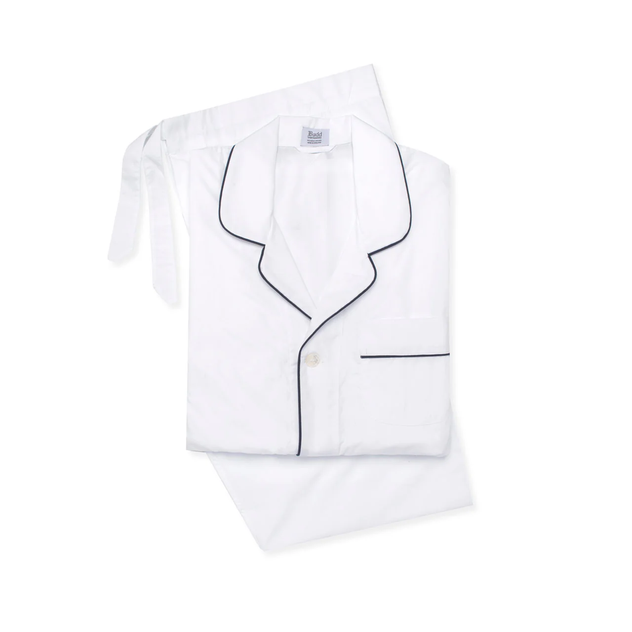Giza 87 Egyptian Cotton Classic Fit Pyjamas in White and Navy