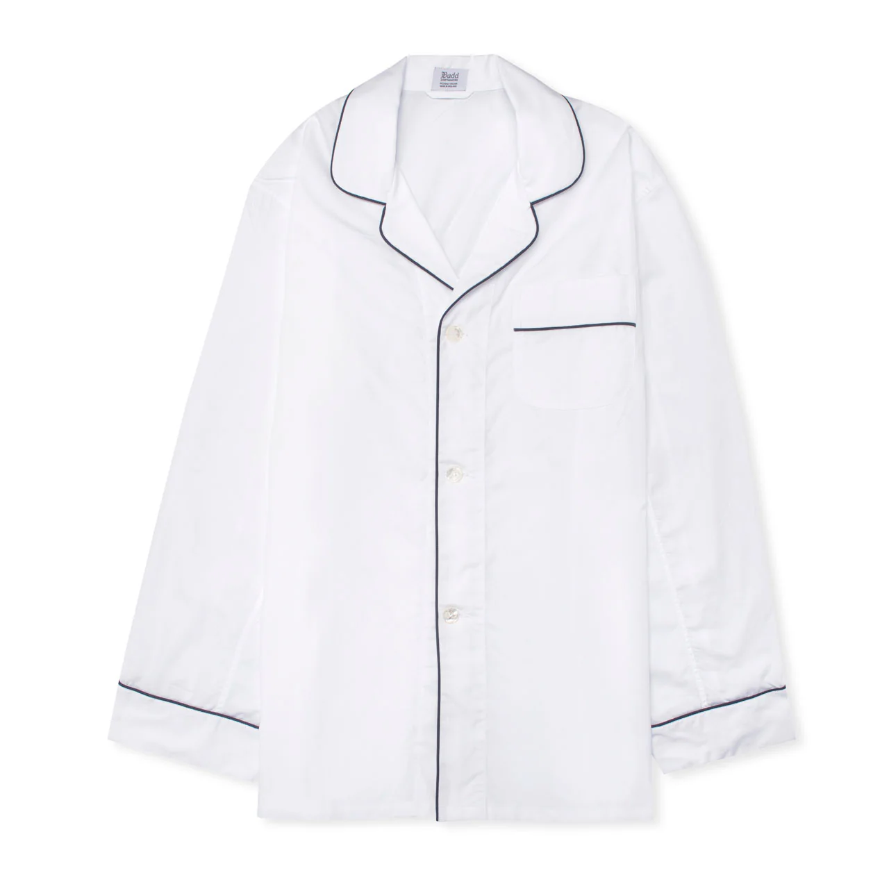Giza 87 Egyptian Cotton Classic Fit Pyjamas in White and Navy - Image 2