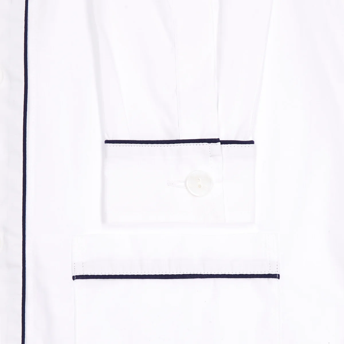 Giza 87 Egyptian Cotton Ladies Pyjamas in White and Navy - Image 3
