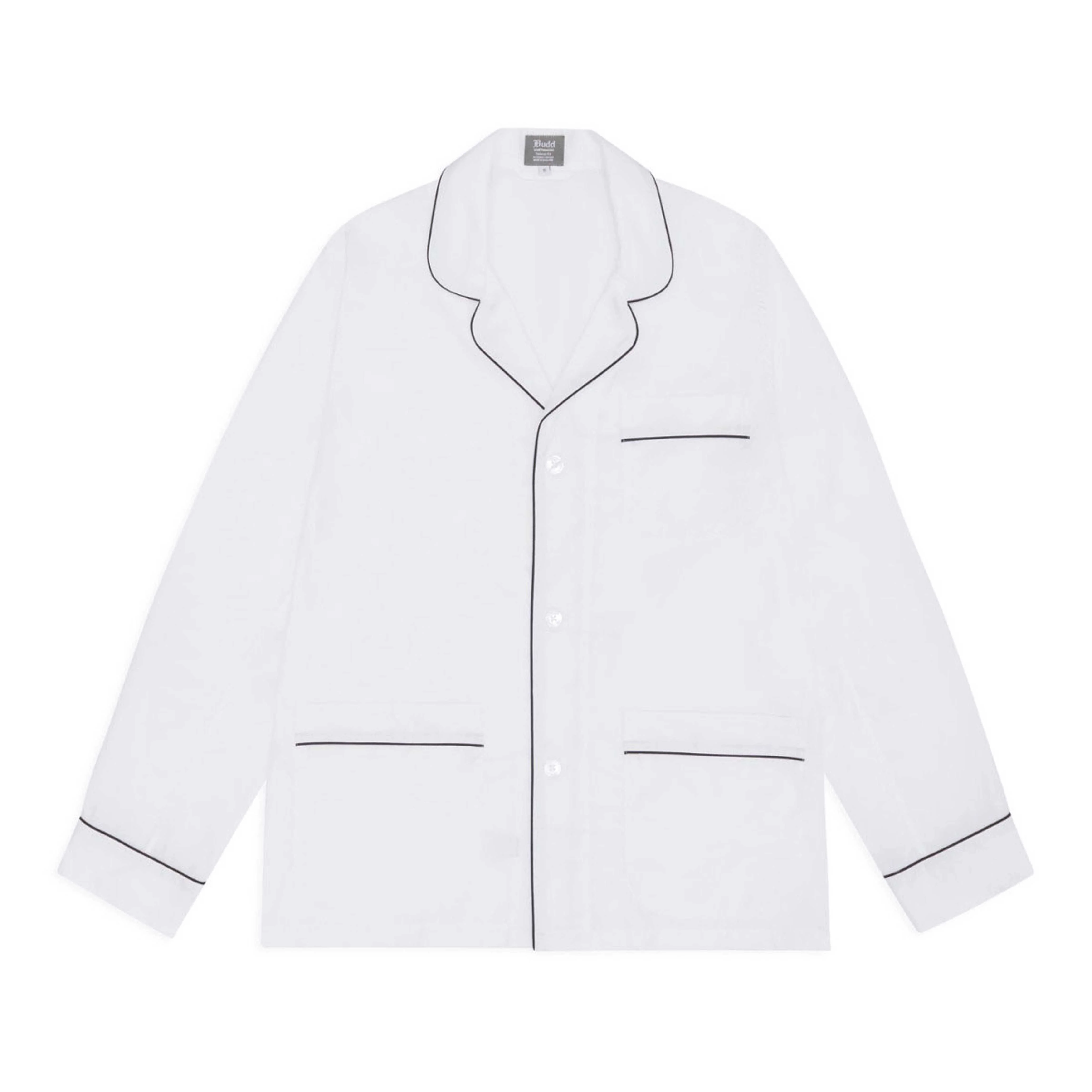 Giza 87 Egyptian Cotton Tailored Fit Pyjamas in White and Navy - Image 3