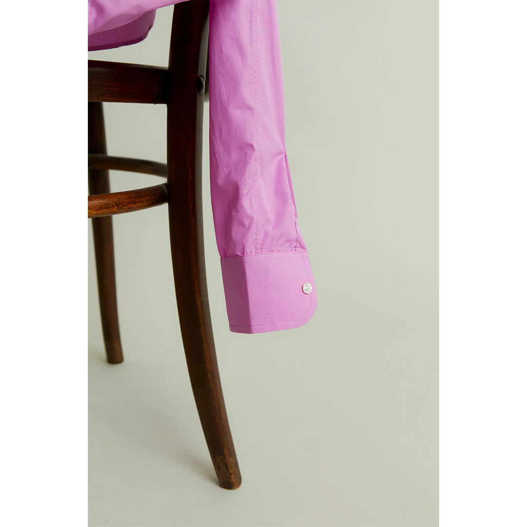 Grandad Superpoplin Button Cuff Shirt in Sugar Pink - Image 5