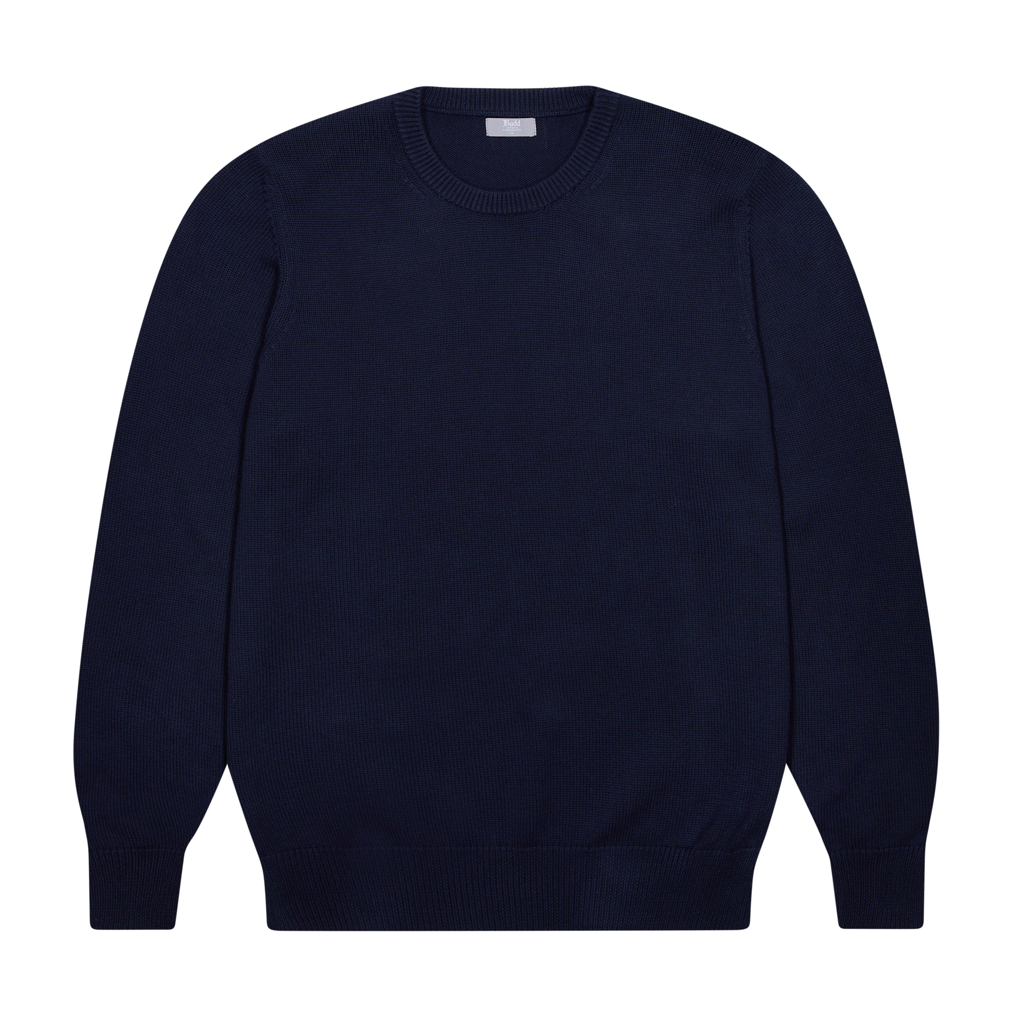 Hayle Cotton Relaxed Knit Crew Neck Jumper in Navy - Image 2