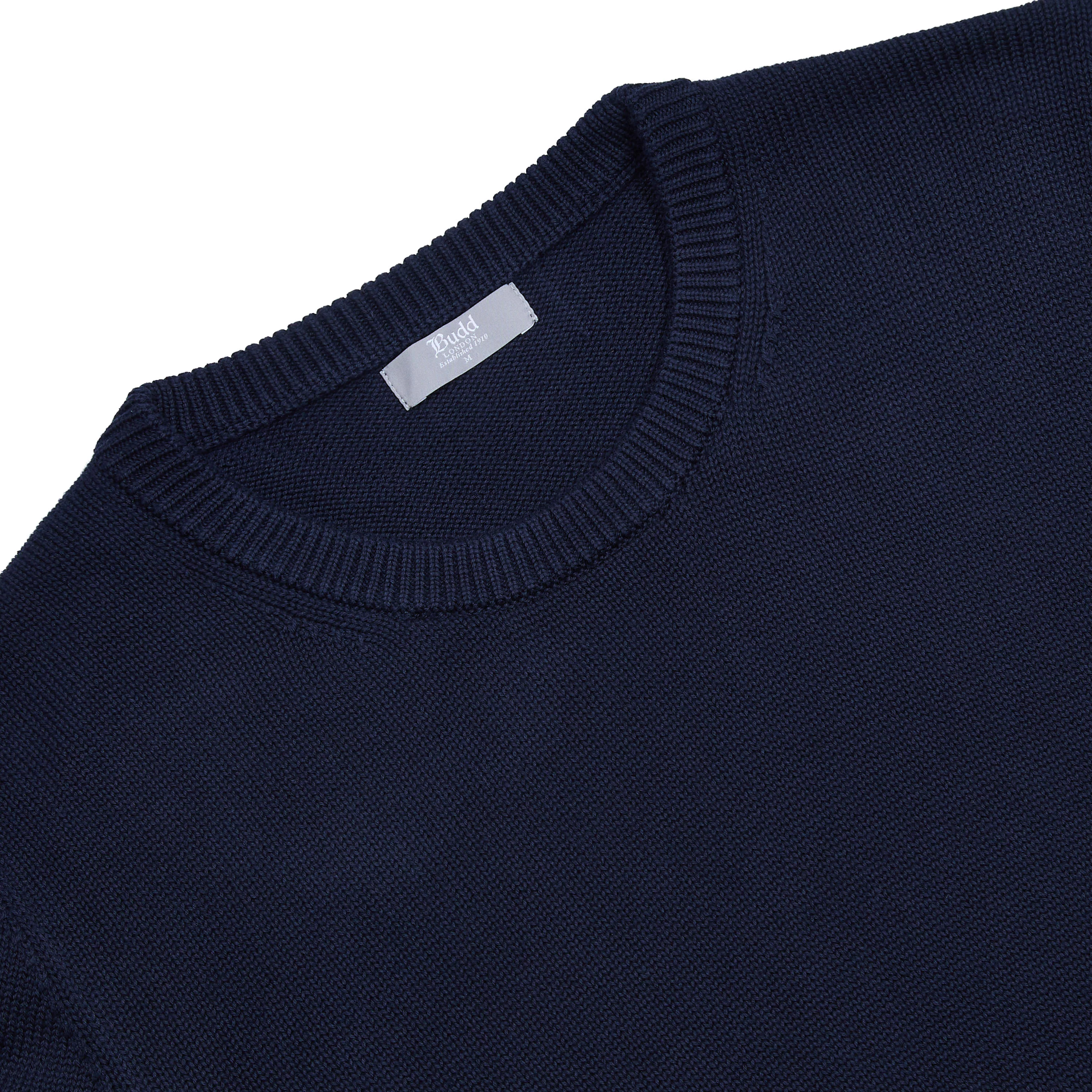 Hayle Cotton Relaxed Knit Crew Neck Jumper in Navy - Image 3