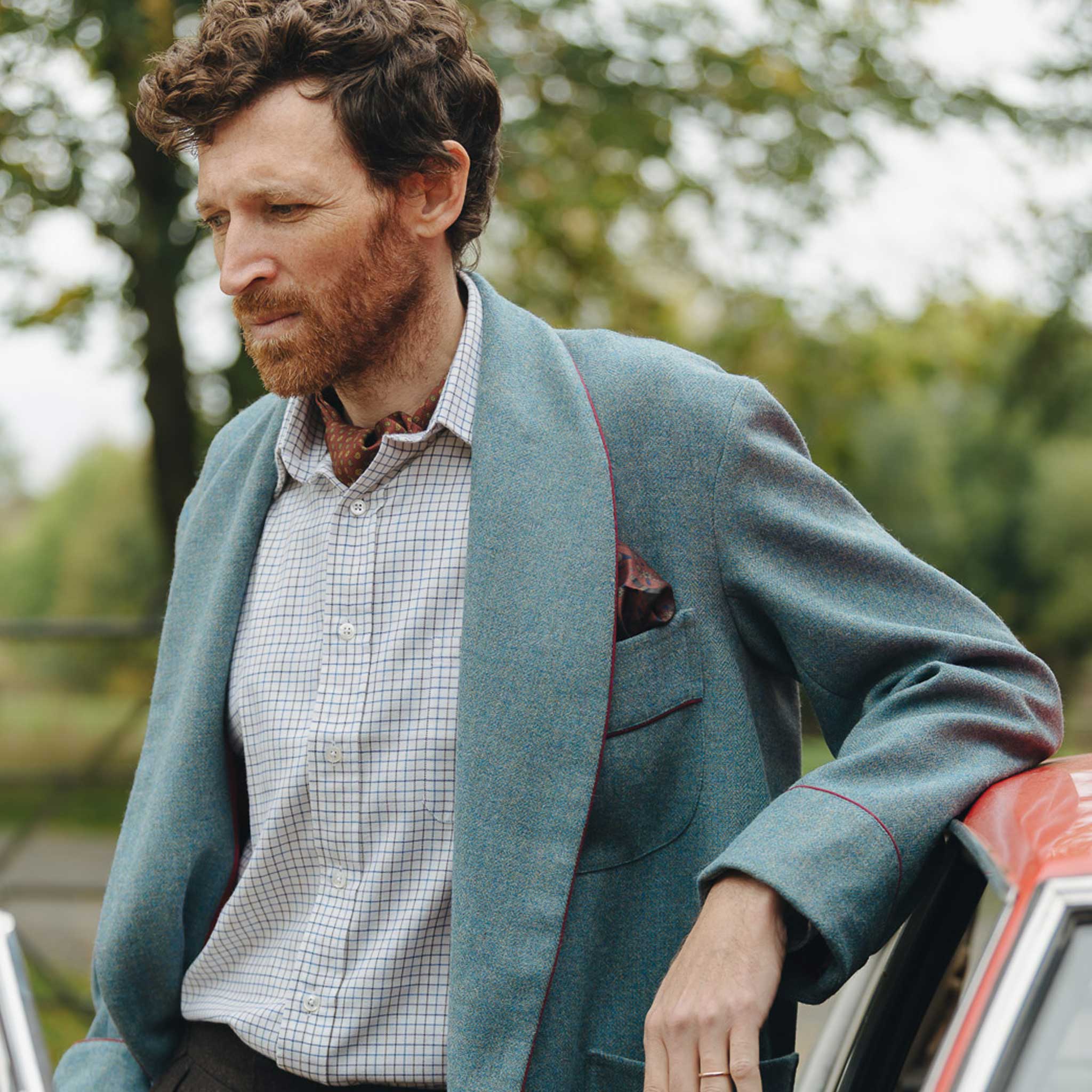 Heritage Tweed Silk Lined Dressing Gown in Lovat Blue - Image 5
