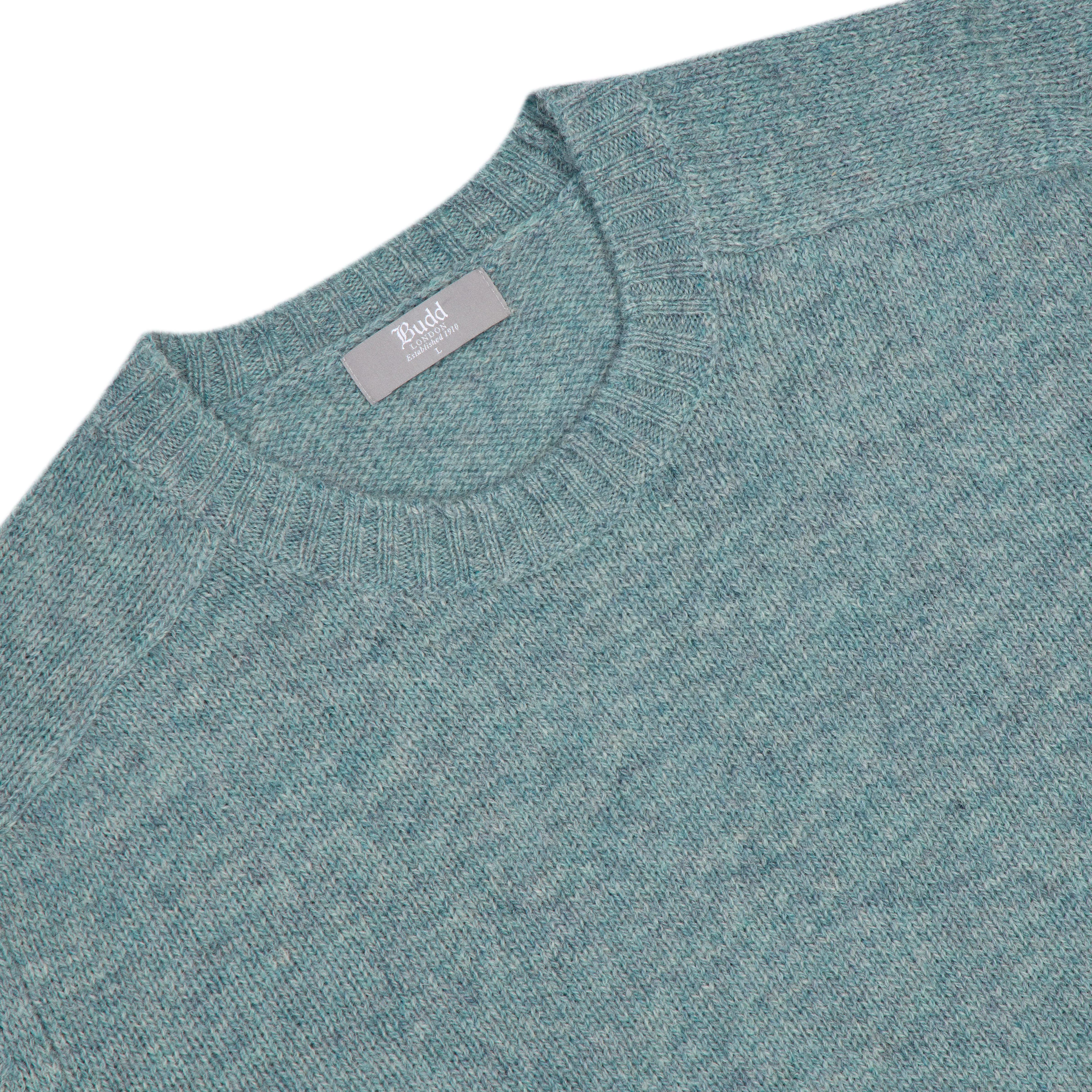 Hillswick Brushed Shetland Crew Neck Jumper in Lovat Green - Image 3