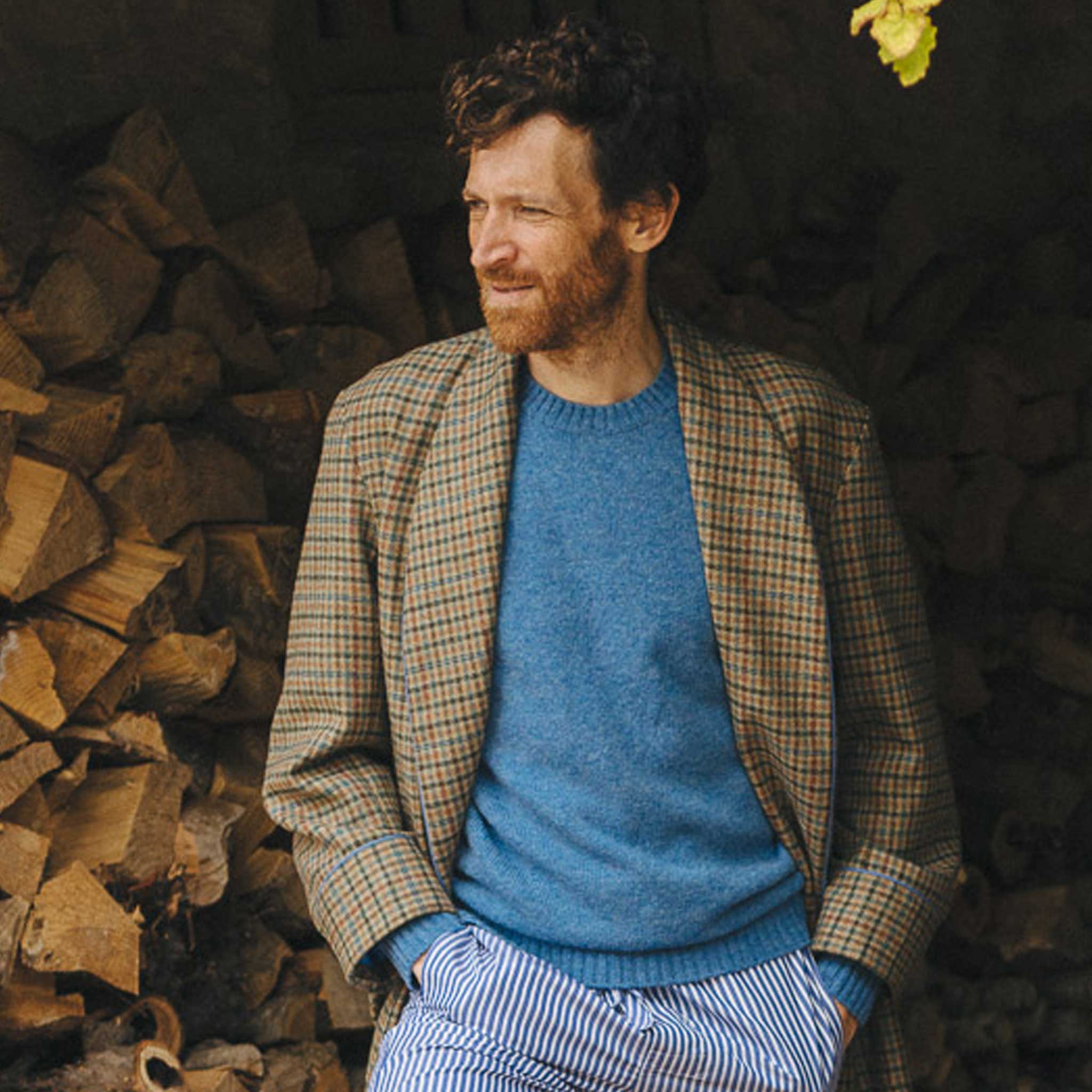Hillswick Brushed Shetland Crew Neck Jumper in Nordic Blue - Image 5