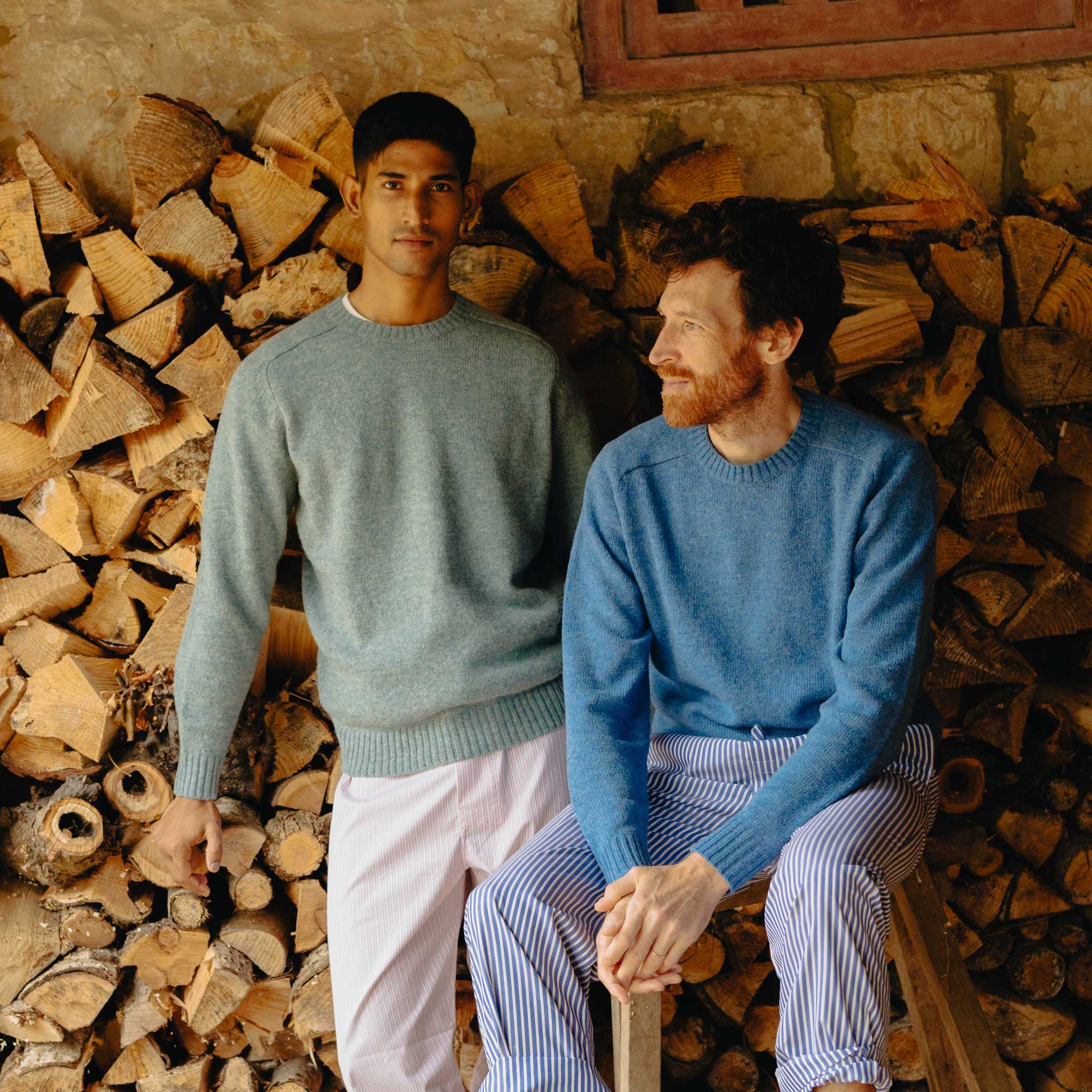 Hillswick Brushed Shetland Crew Neck Jumper in Nordic Blue - Image 7