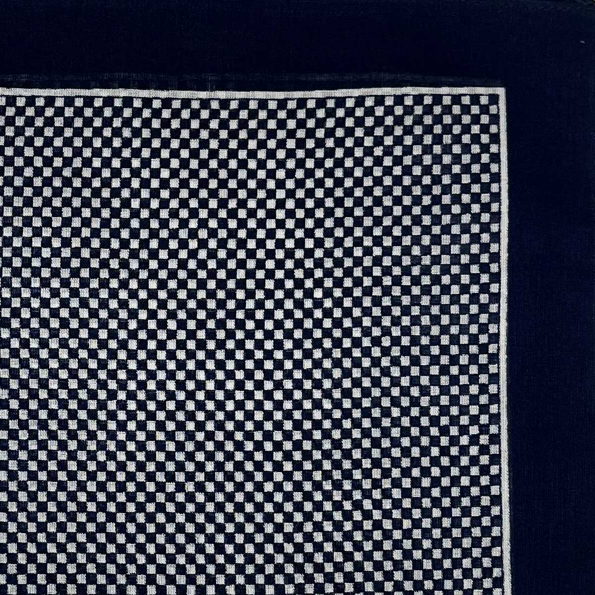 Italian Cotton Dice Check Handkerchief in Navy - Image 2