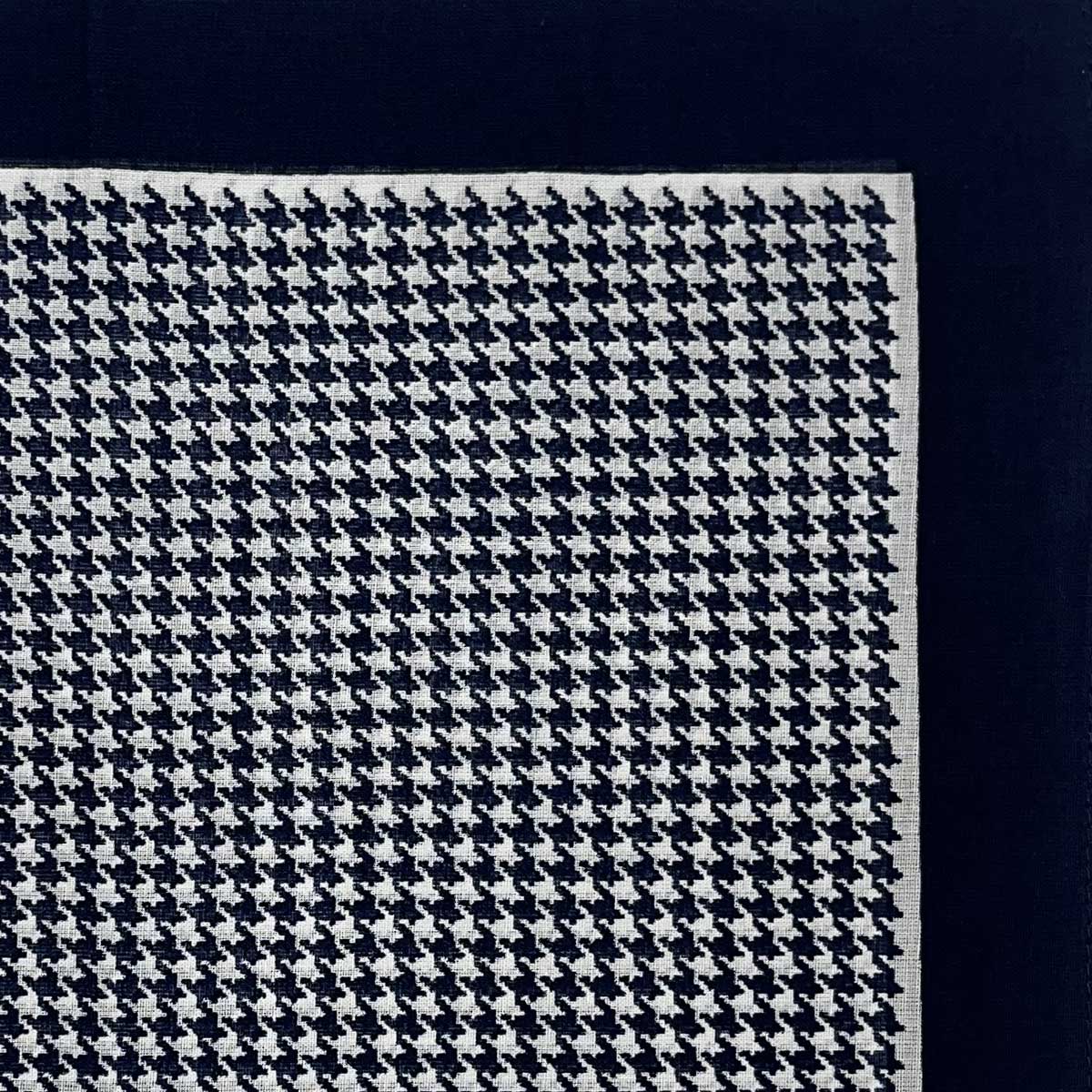 Italian Cotton Dogtooth Handkerchief in Navy - Image 2