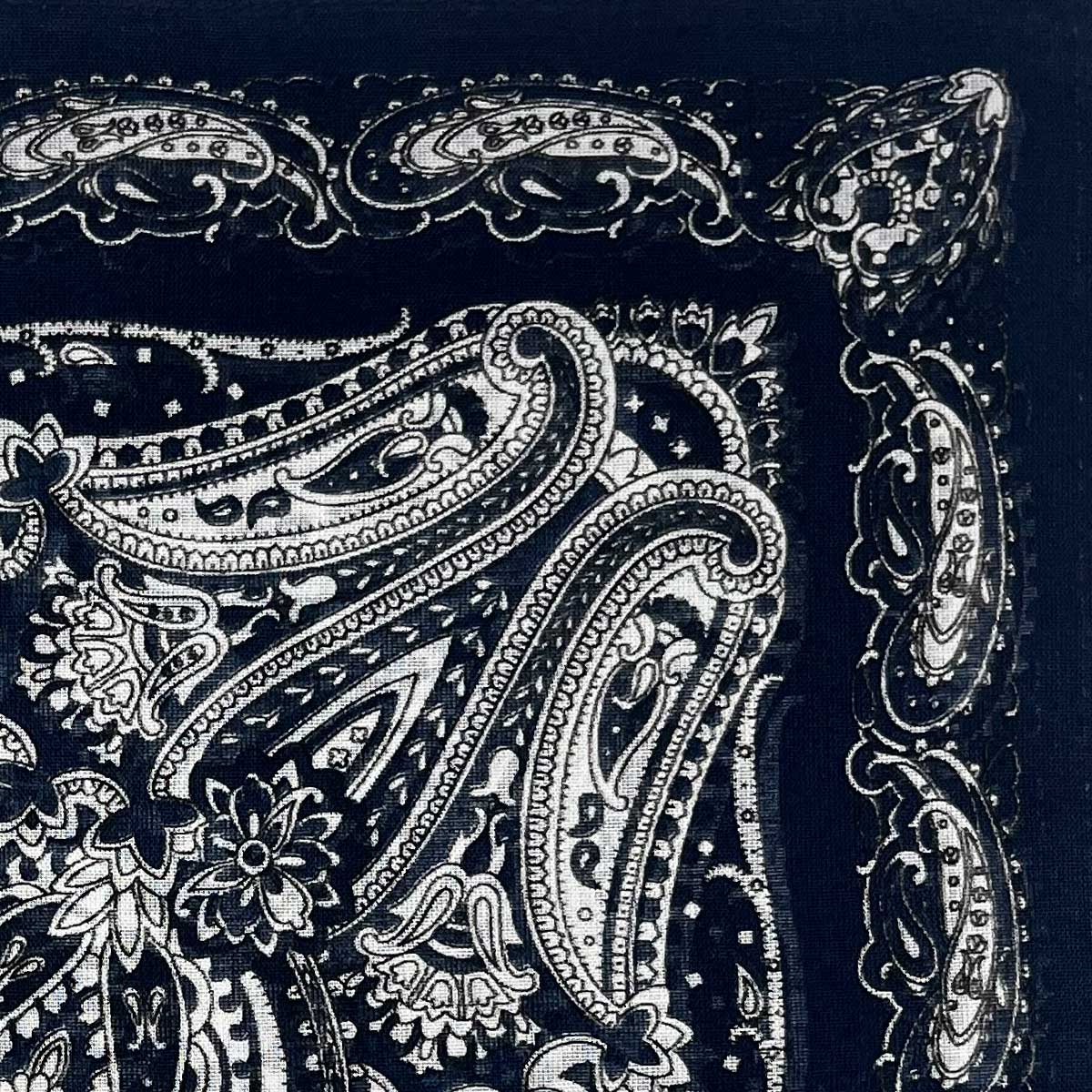 Italian Cotton Floral Paisley Handkerchief in Midnight - Image 2