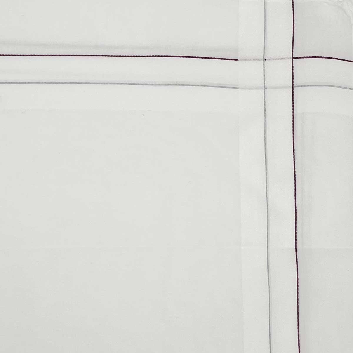 Italian Cotton Hand Stitched Border Handkerchief in Wine - Image 2