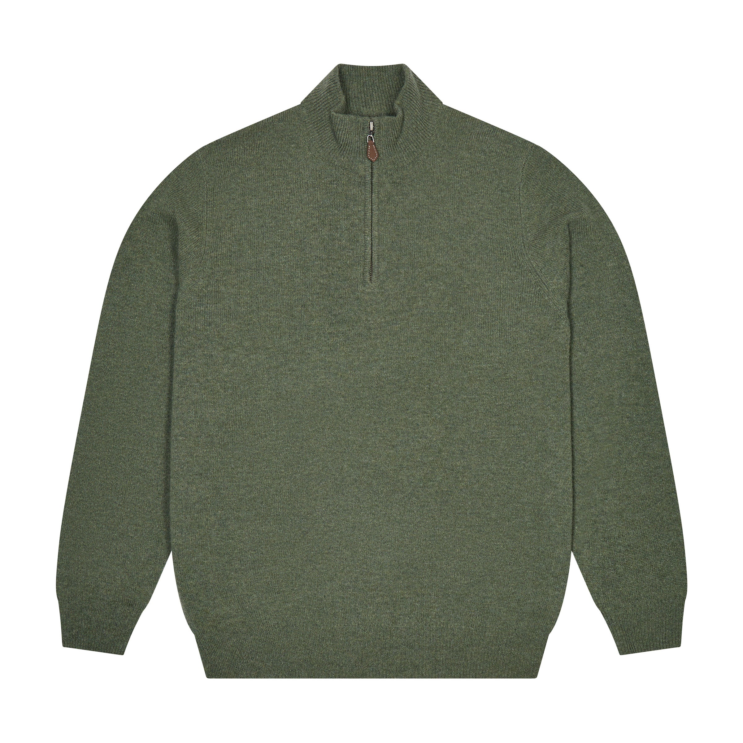 Kinloss Lambswool Quarter Zip Jumper in Tweed Green