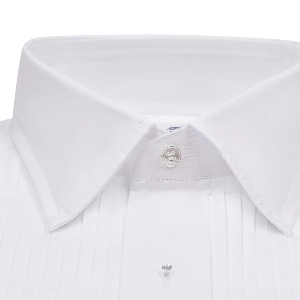 Kirby Allison x Budd Tailored Fit Hand Pleated Poplin Dress Shirt in White - Image 7