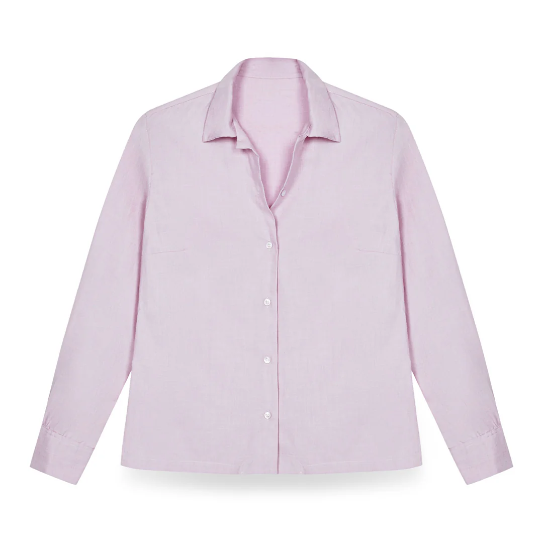 Lido Cotton Cashmere Button Cuff Shirt in Mauve