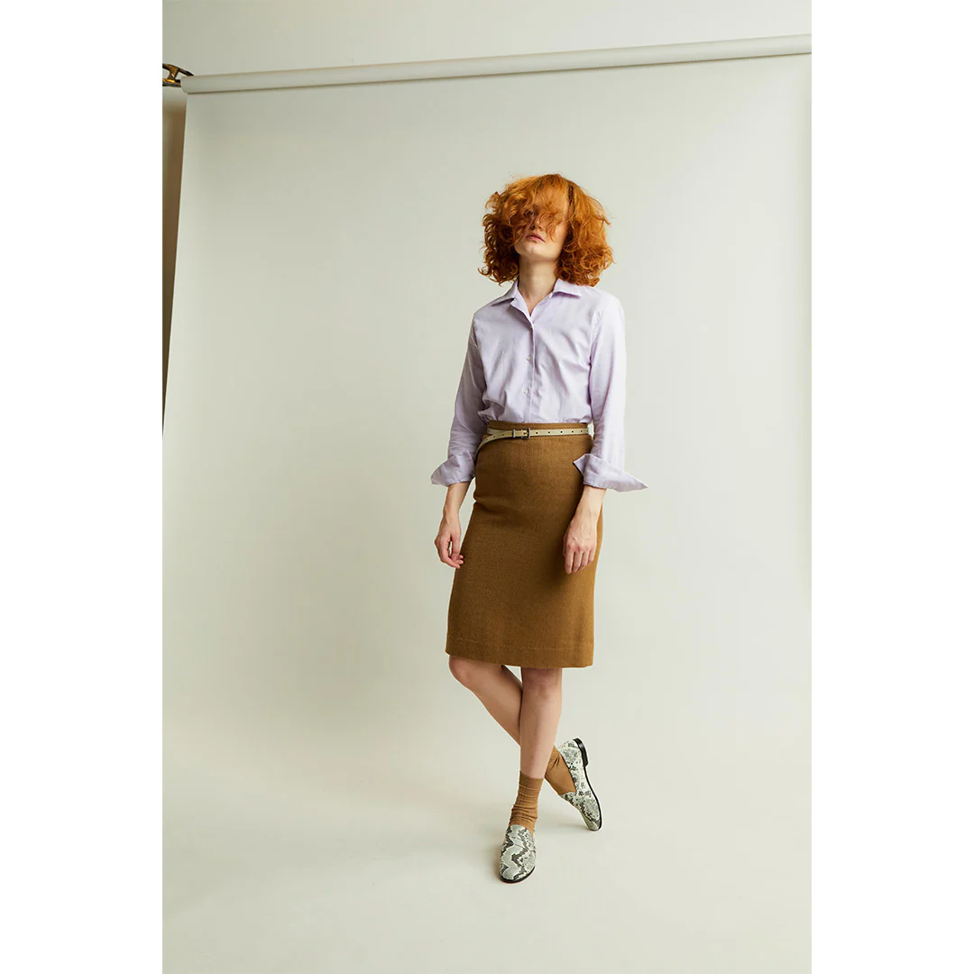 Lido Cotton Cashmere Button Cuff Shirt in Mauve - Image 3