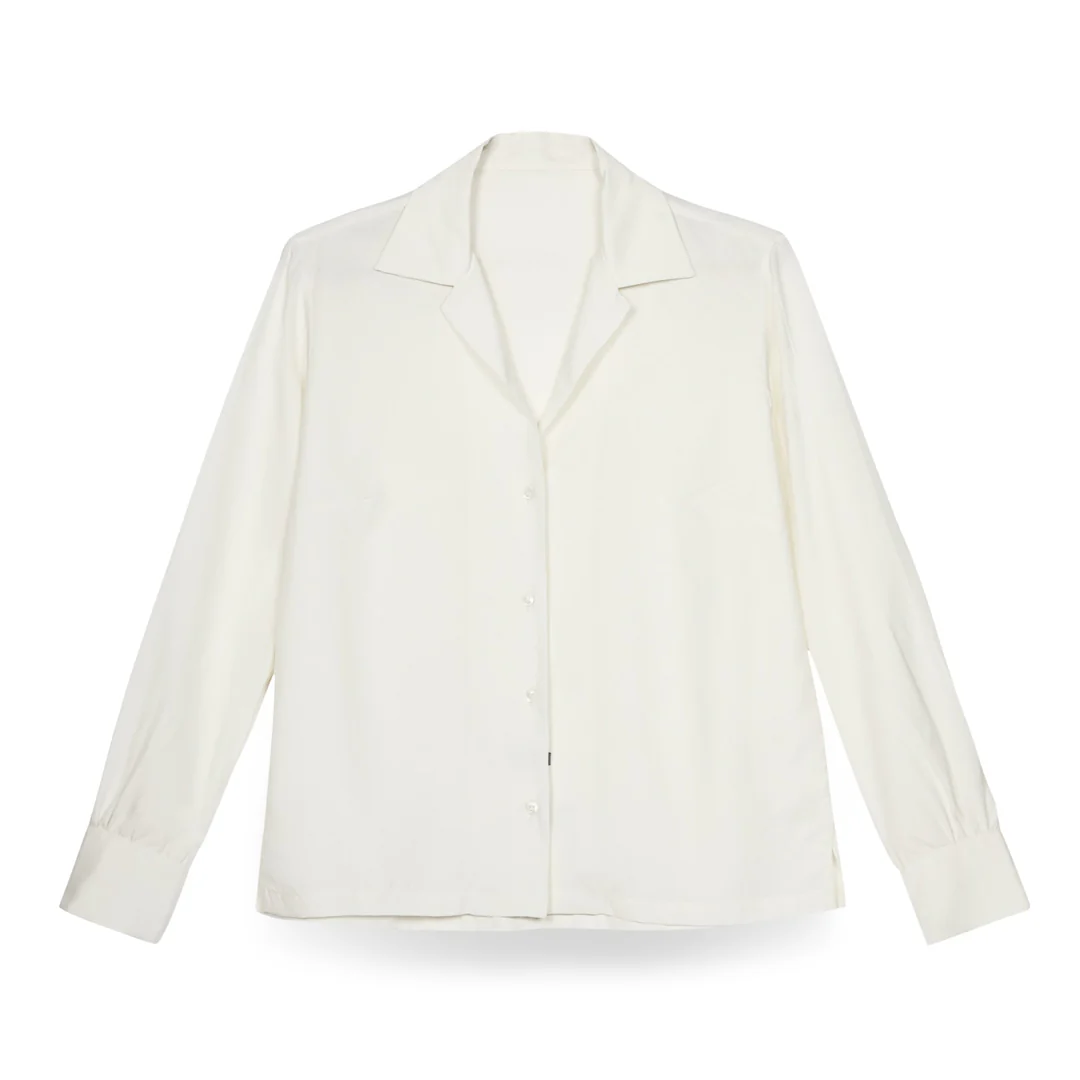 Lido Spun Silk Button Cuff Shirt in Cream