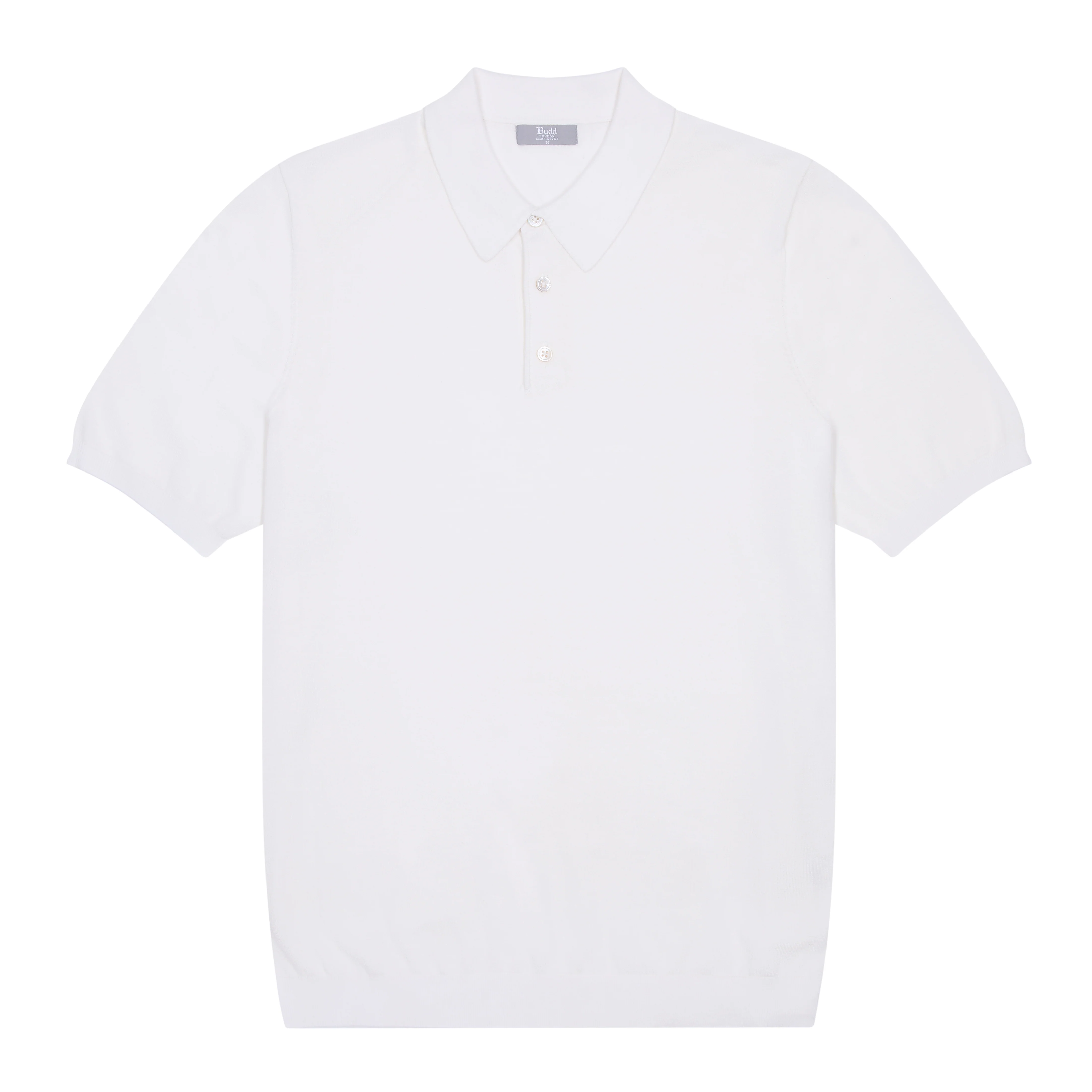 Liston Cotton Fine Knit Short Sleeve Polo Shirt in Seashell - Image 2