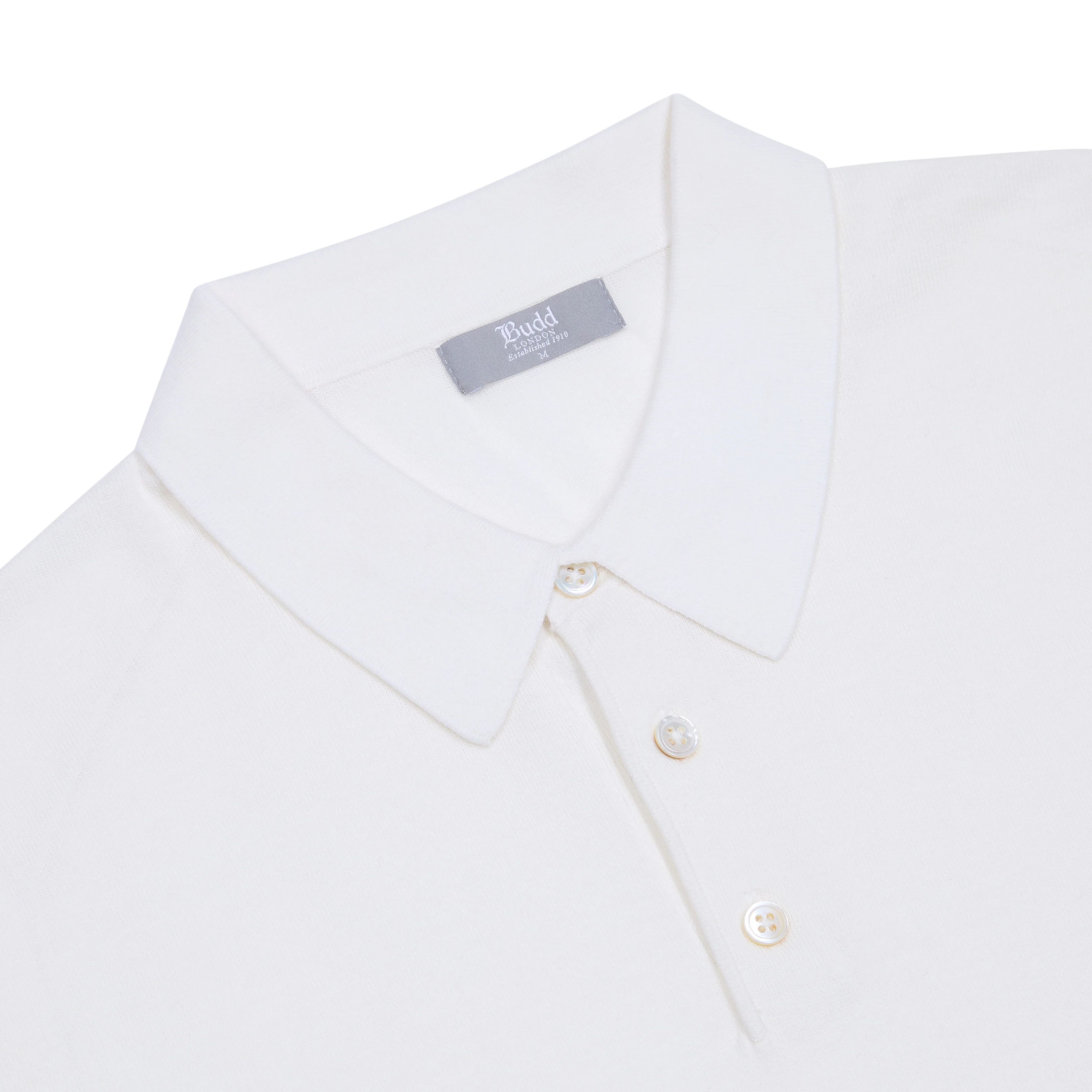 Liston Cotton Fine Knit Short Sleeve Polo Shirt in Seashell - Image 3