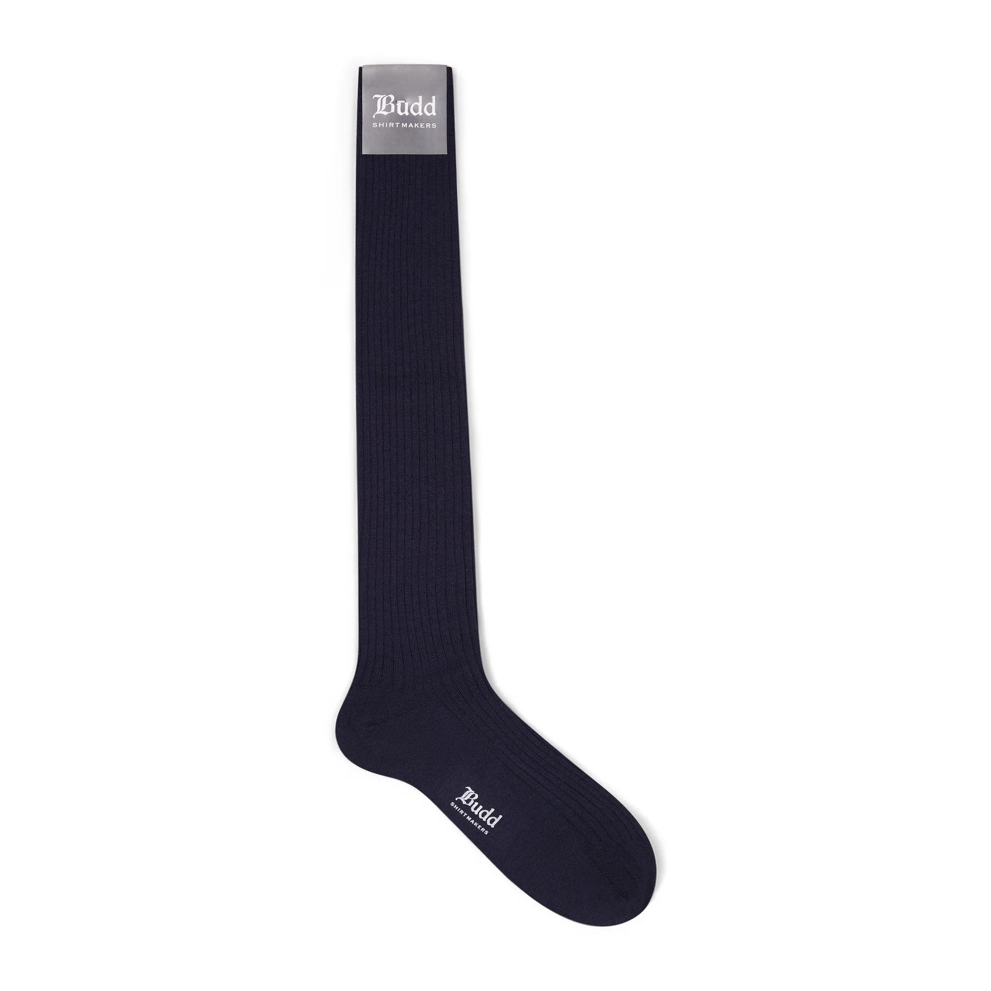 Long Wool and Silk Socks in Navy