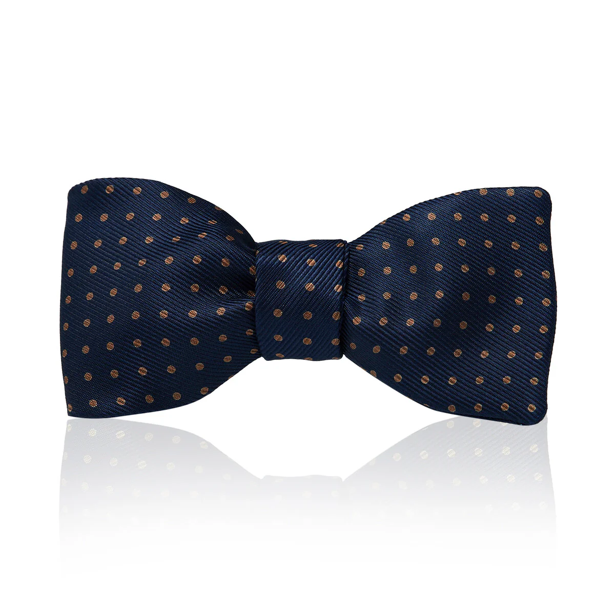 Mini Polka Dot Silk Adjustable Bow Tie in Navy and Brown