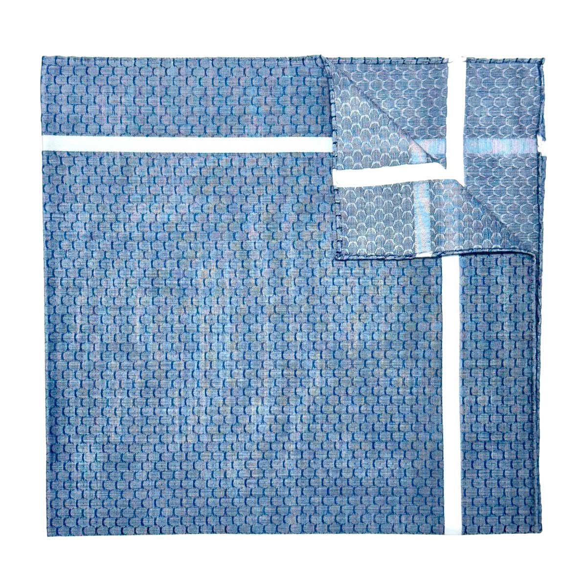 Molitor Honeycomb Batiste Cotton Pocket Square in Blue