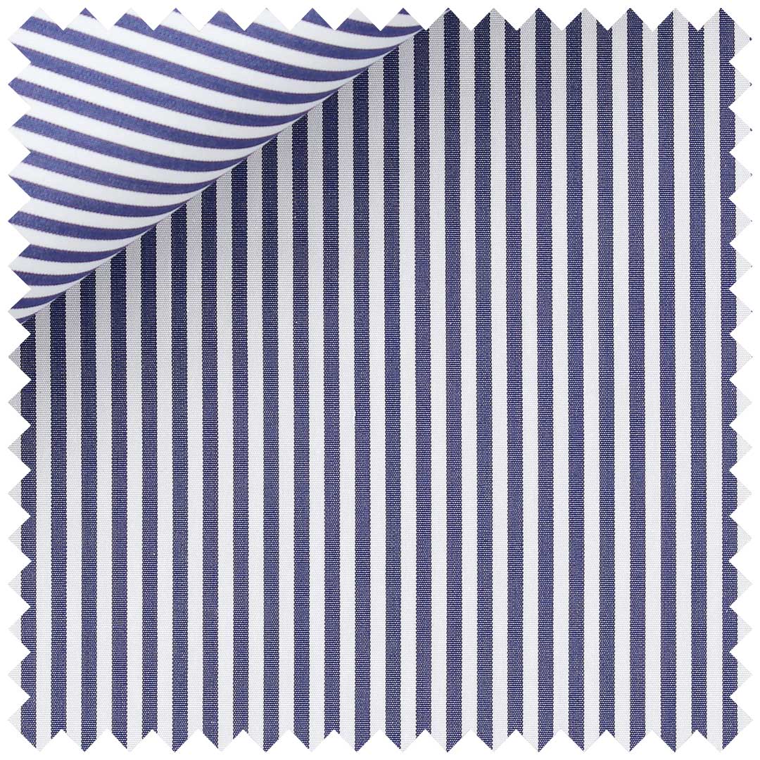 Navy Poplin Bengal Stripe - Image 2