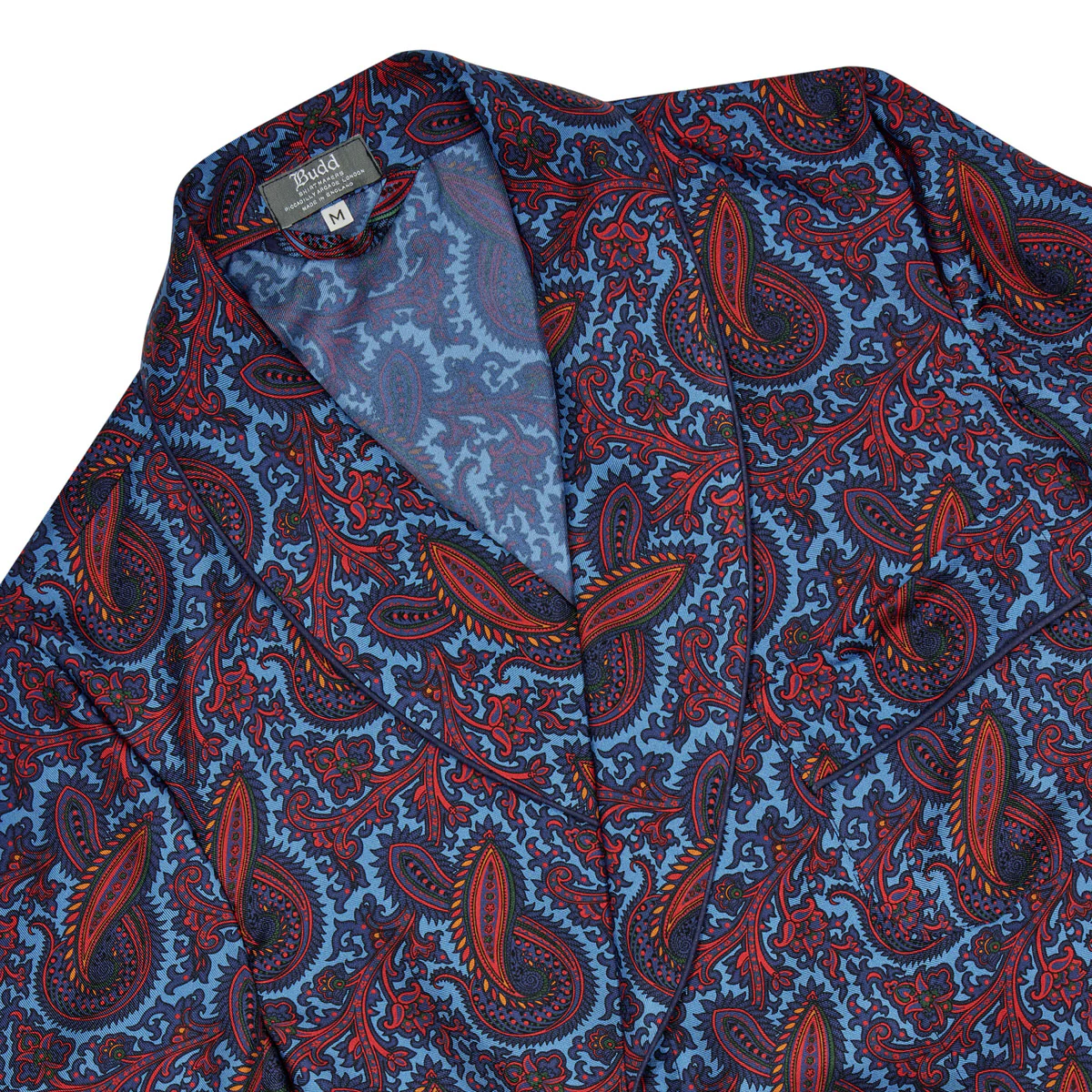 Ornate Paisley Madder Silk Dressing Gown in Azure - Image 3
