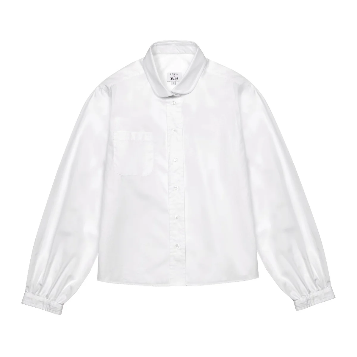 Penny Long Sleeve Plain Cotton Blouse in White