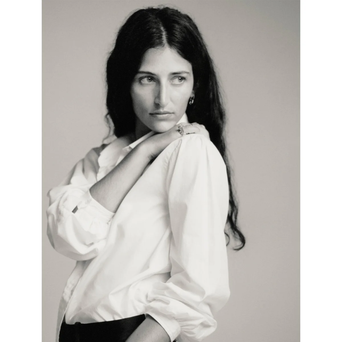 Penny Long Sleeve Plain Cotton Blouse in White - Image 4
