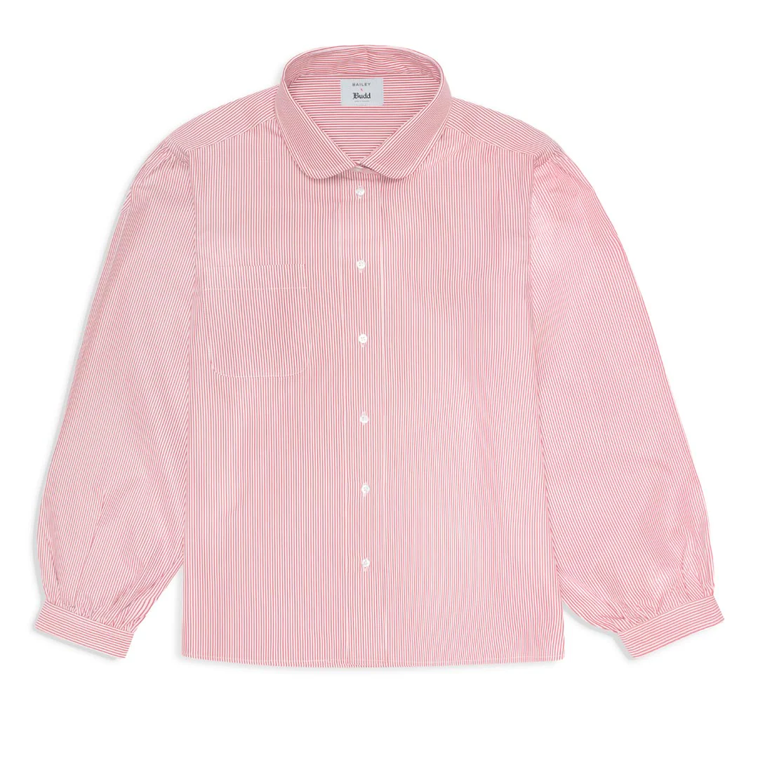Penny Striped Cotton Blouse in Red