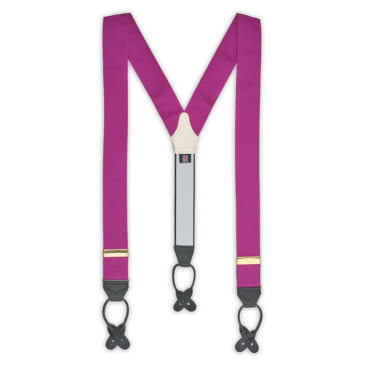 Plain Barathea Braces with Button in Magenta