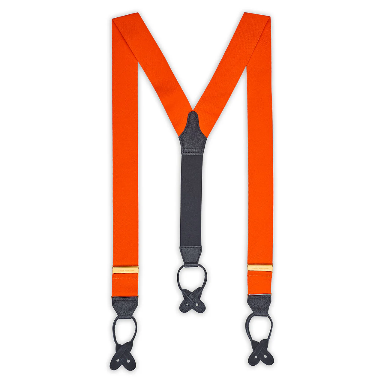 Plain Barathea Braces with Button in Orange - Image 2