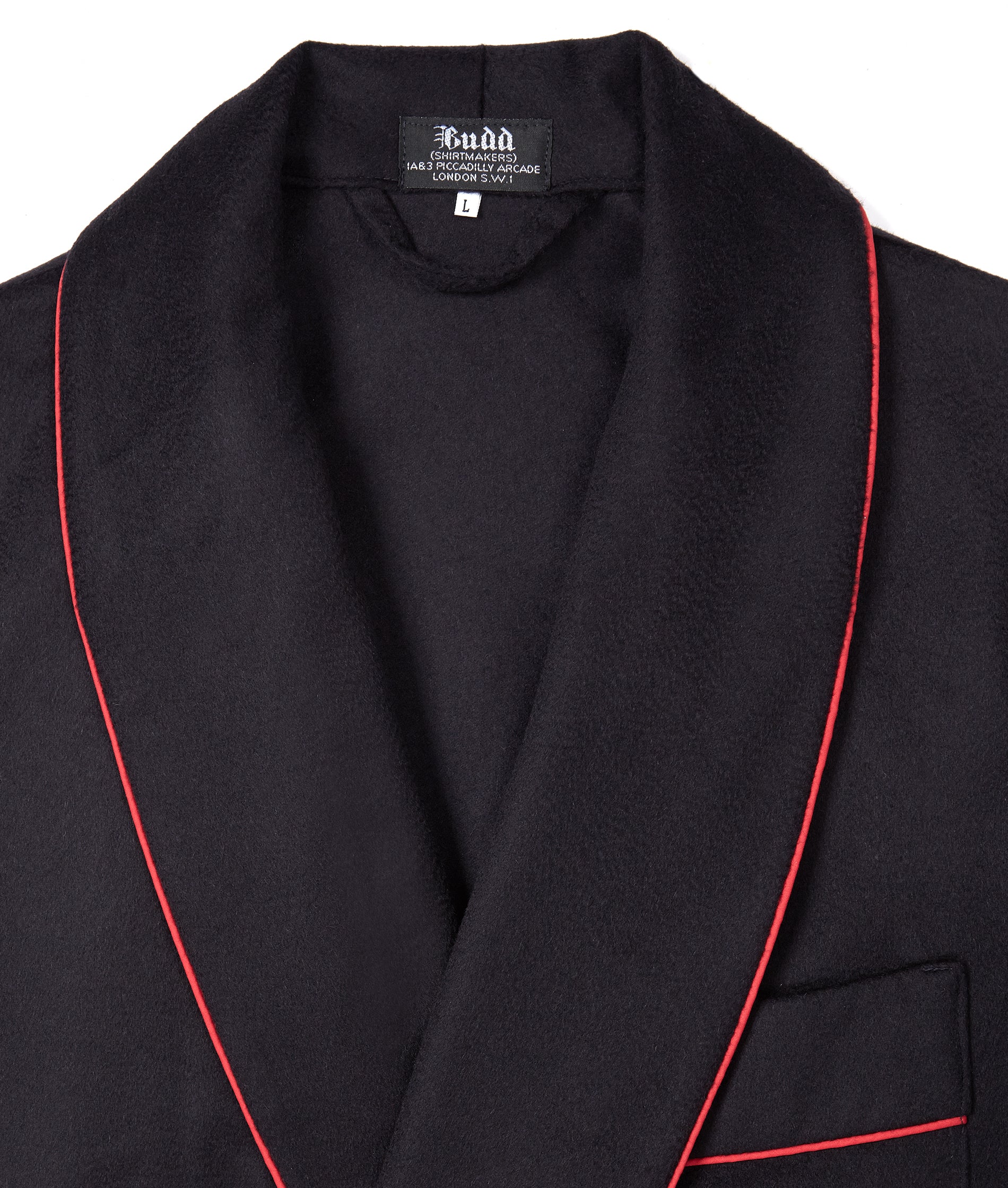 Plain Cashmere Dressing Gown in Navy - Image 3