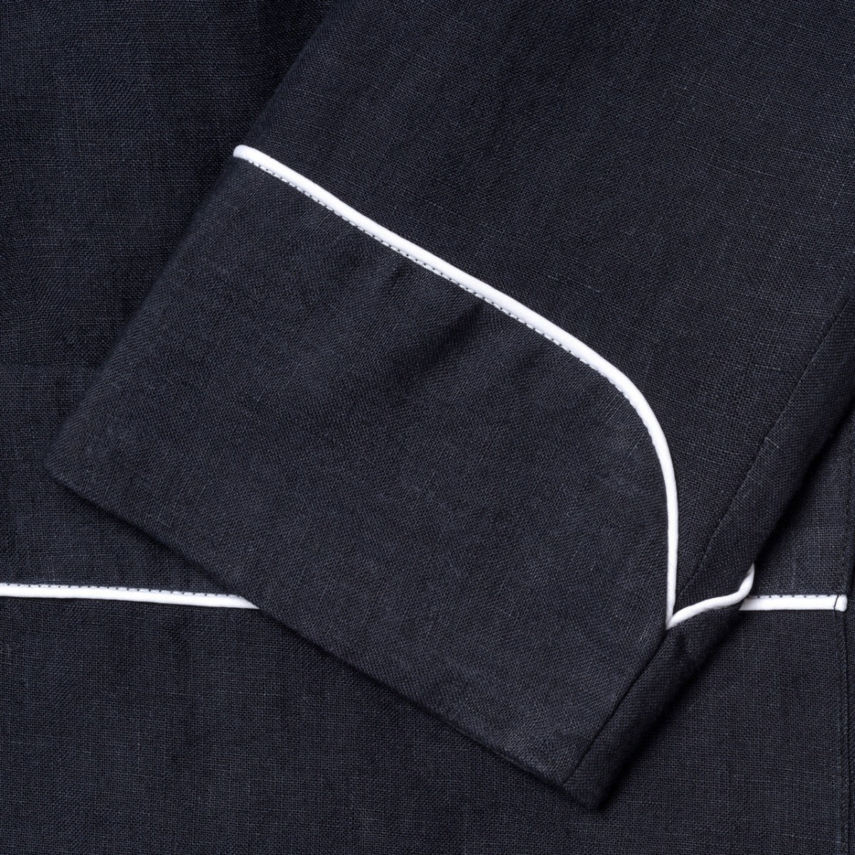Plain Linen Dressing Gown in Navy - Image 3